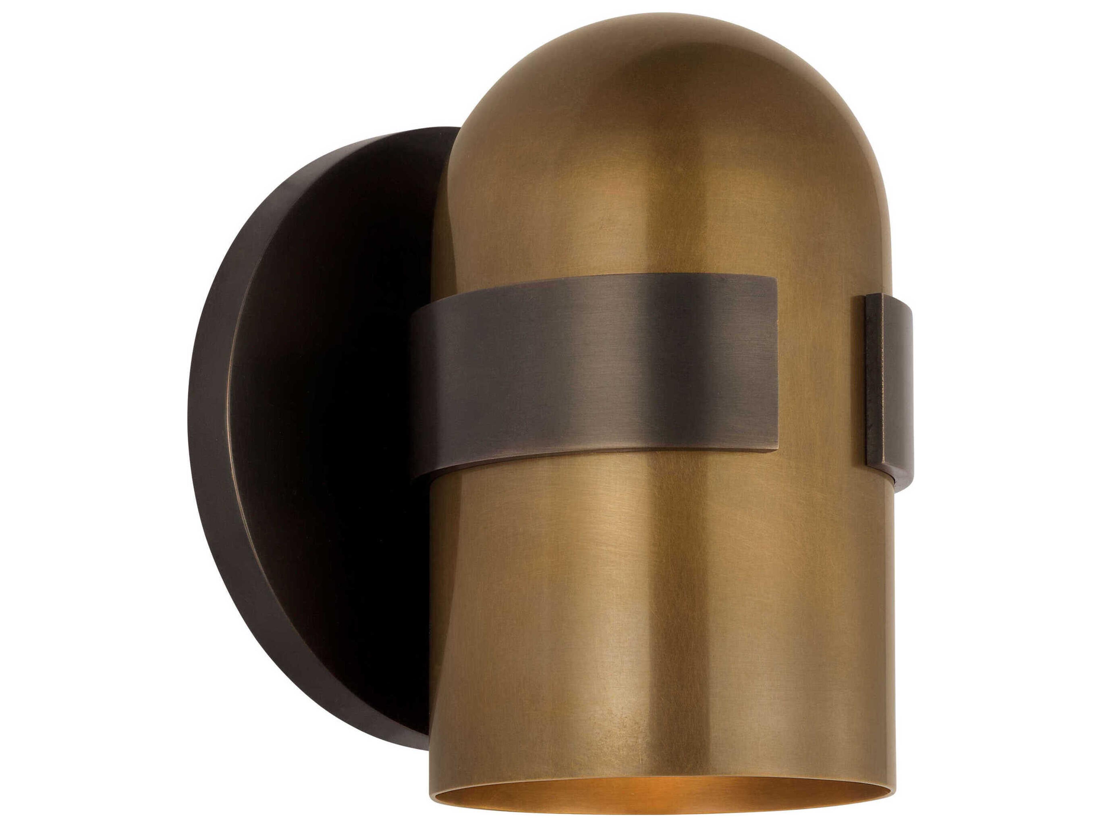 Visual Comfort Modern Octavia 1-Light Blackened Bronze Bright Worn Brass Wall Sconce