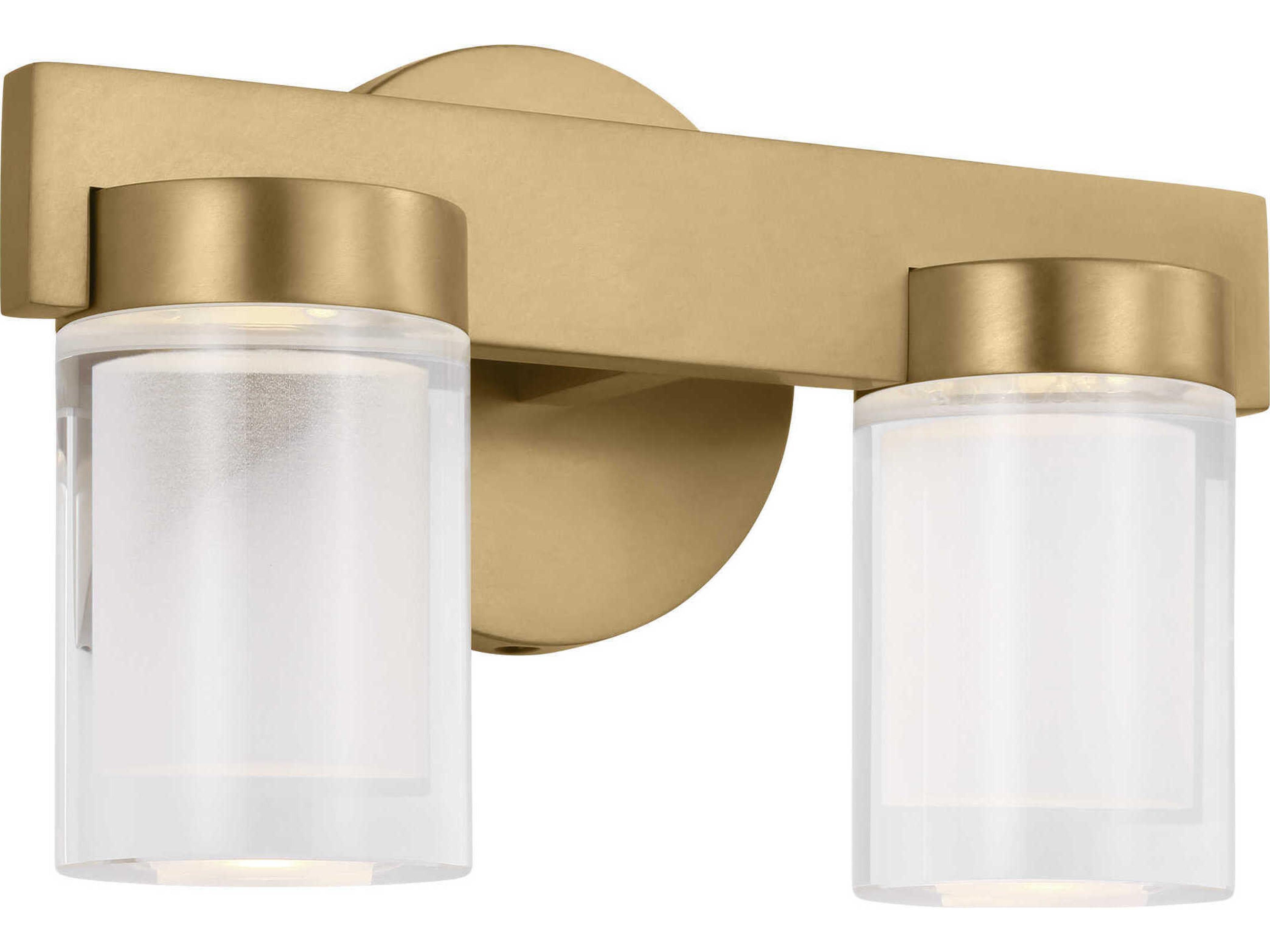 Visual Comfort Modern Esfera 2-Light Natural Brass Vanity Light