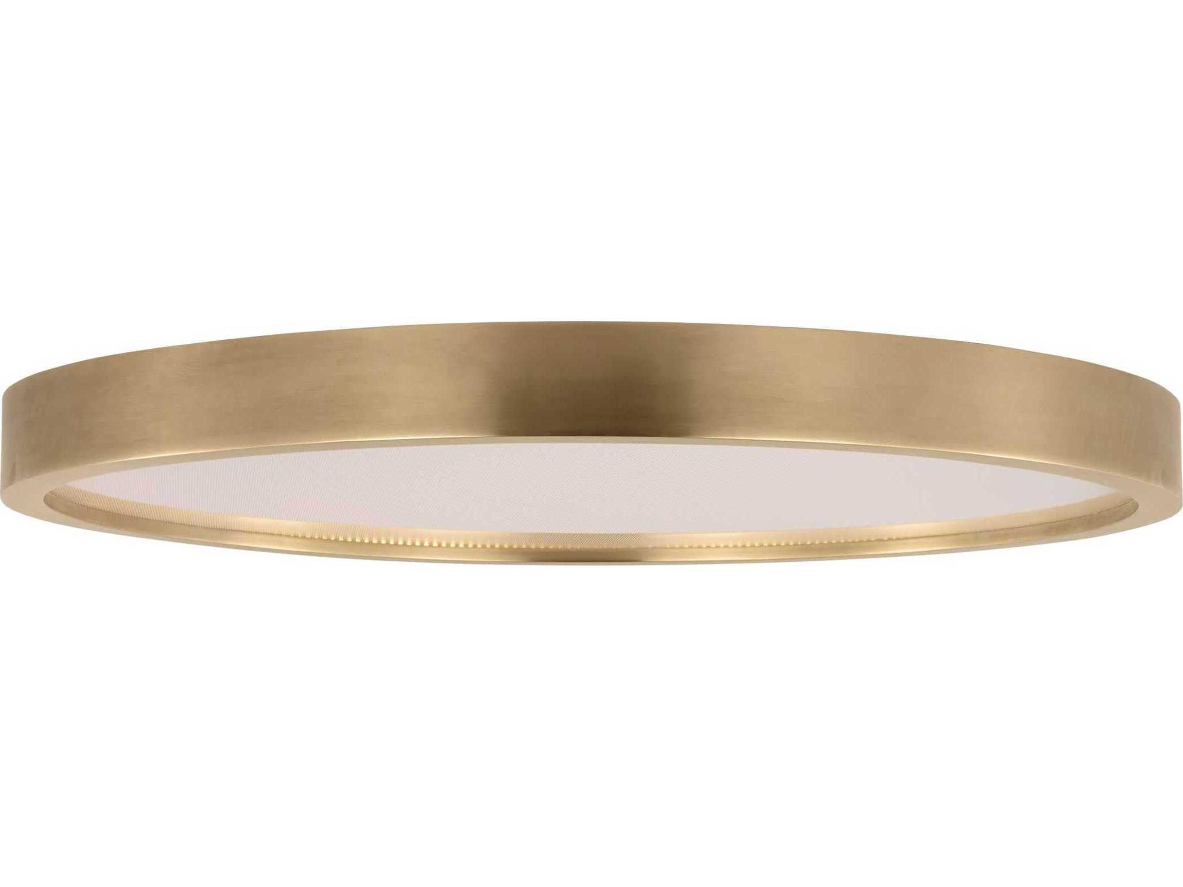 Visual Comfort Modern Cerne 1-Light Natural Brass Round Flush Mount