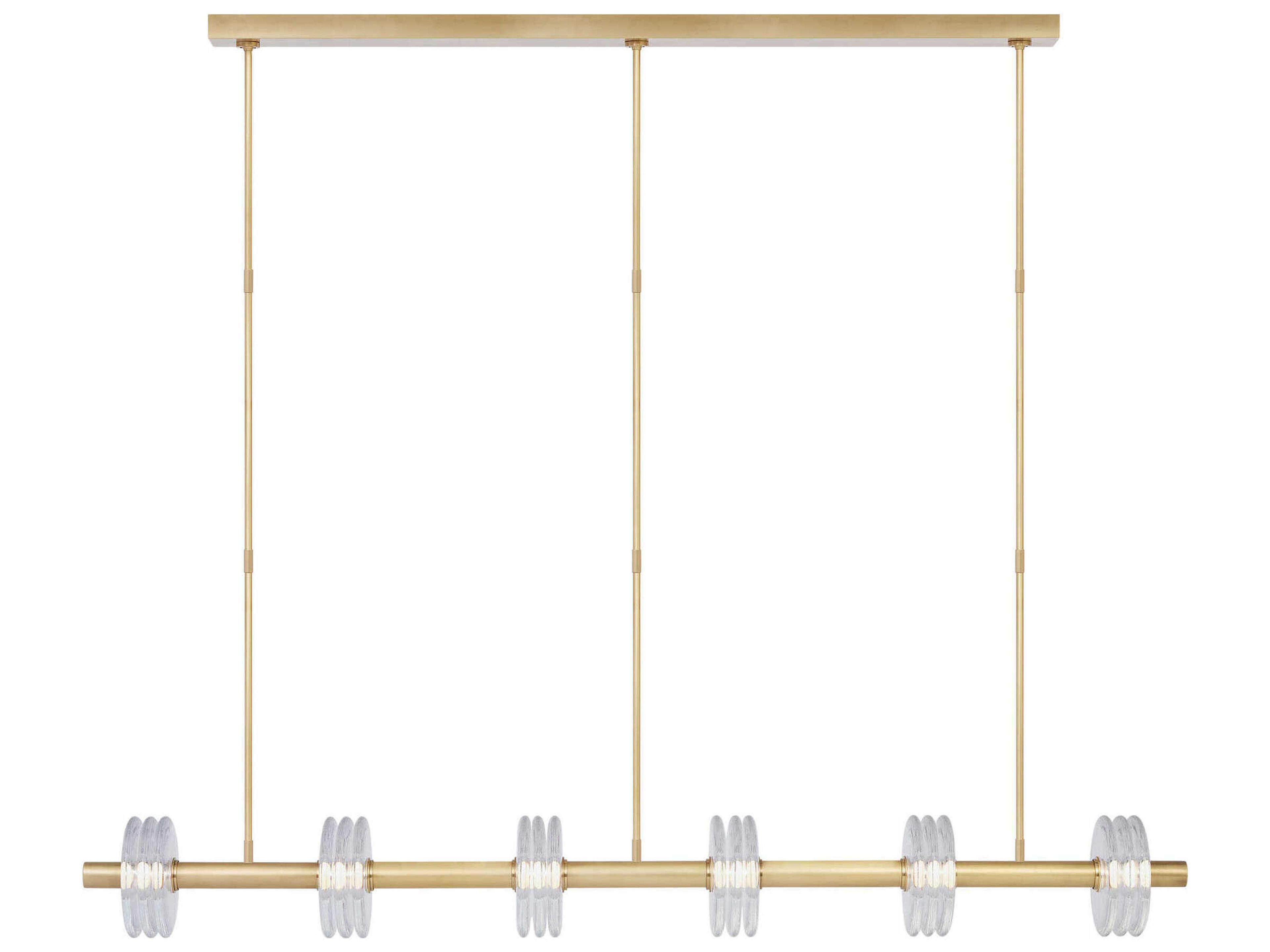 Visual Comfort Modern Laurel 6-Light Natural Brass Linear Island Pendant