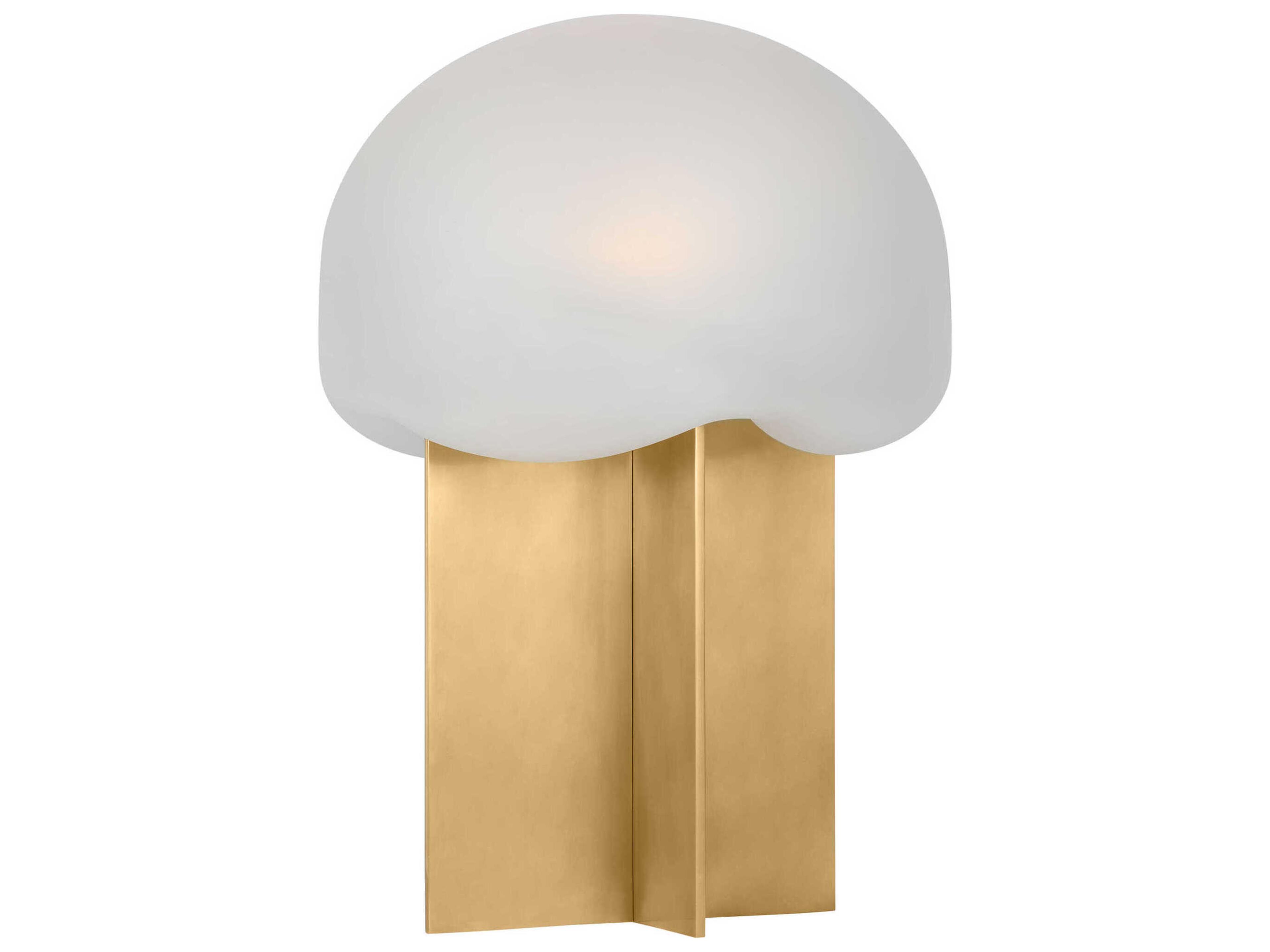 Visual Comfort Modern Fio Hand Rubbed Antique Brass Clear Etched Glass Table Lamp