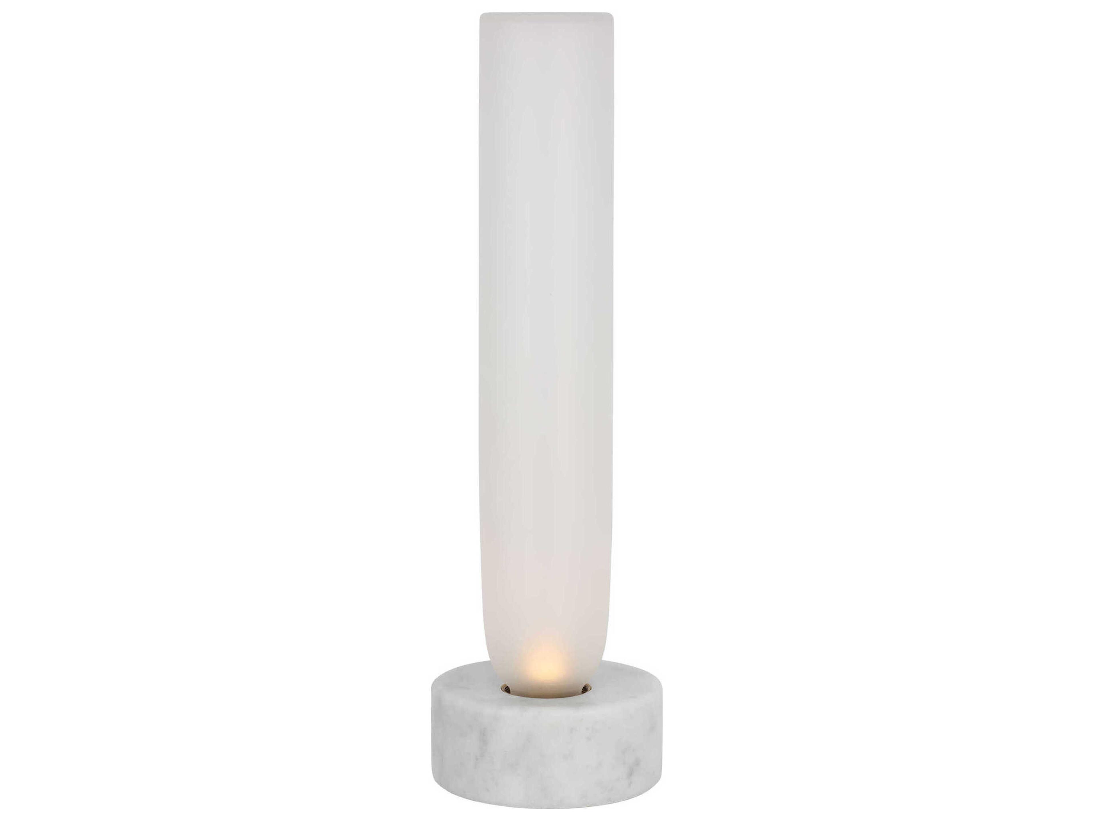 Visual Comfort Modern Volver White Marble Clear Etched Glass Table Lamp
