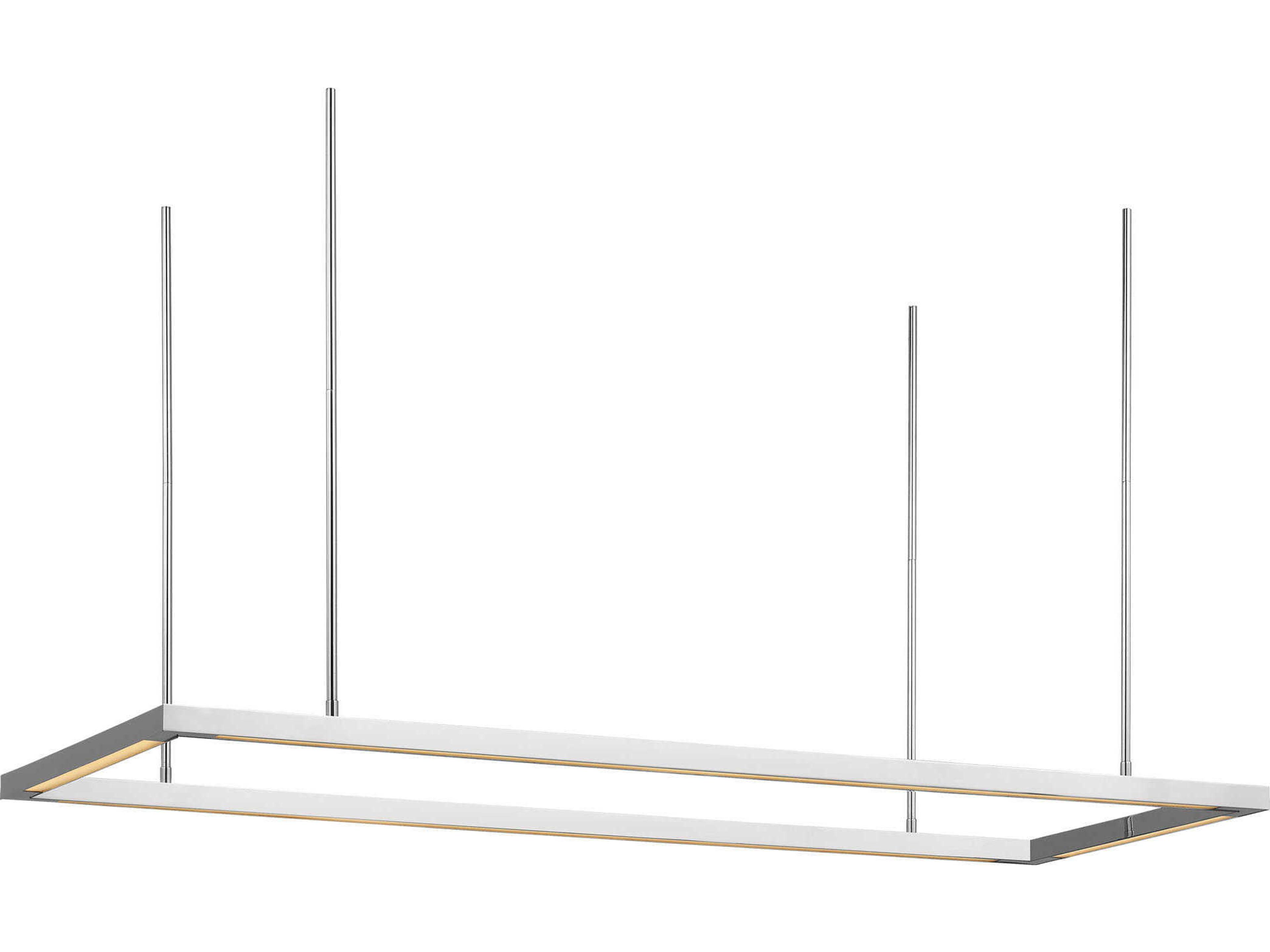 Visual Comfort Modern Stagger 1-Light Polished Stainless Steel Linear Island Pendant