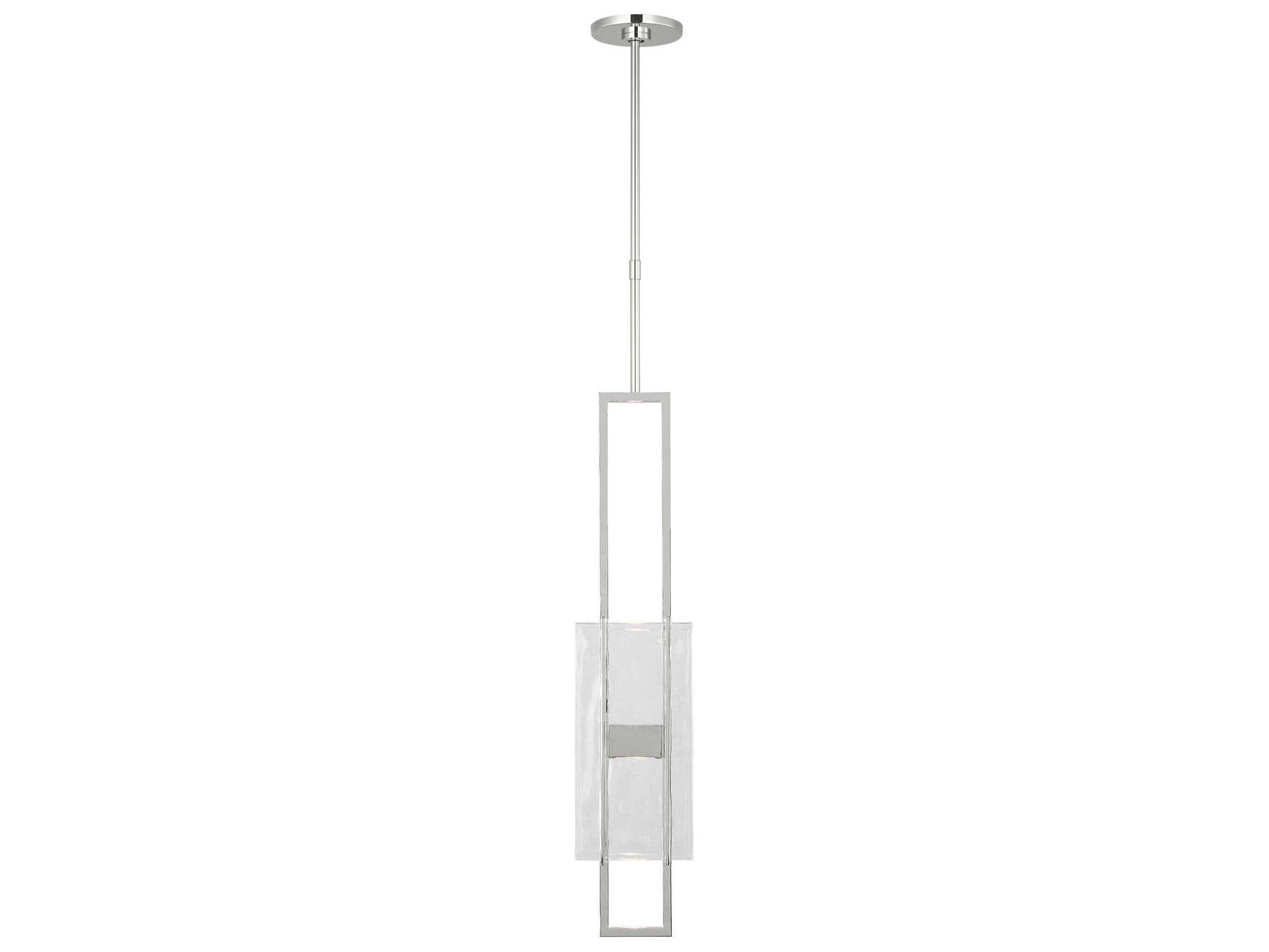 Visual Comfort Modern Duelle 1-Light Polished Nickel Geometric Linear Mini Pendant