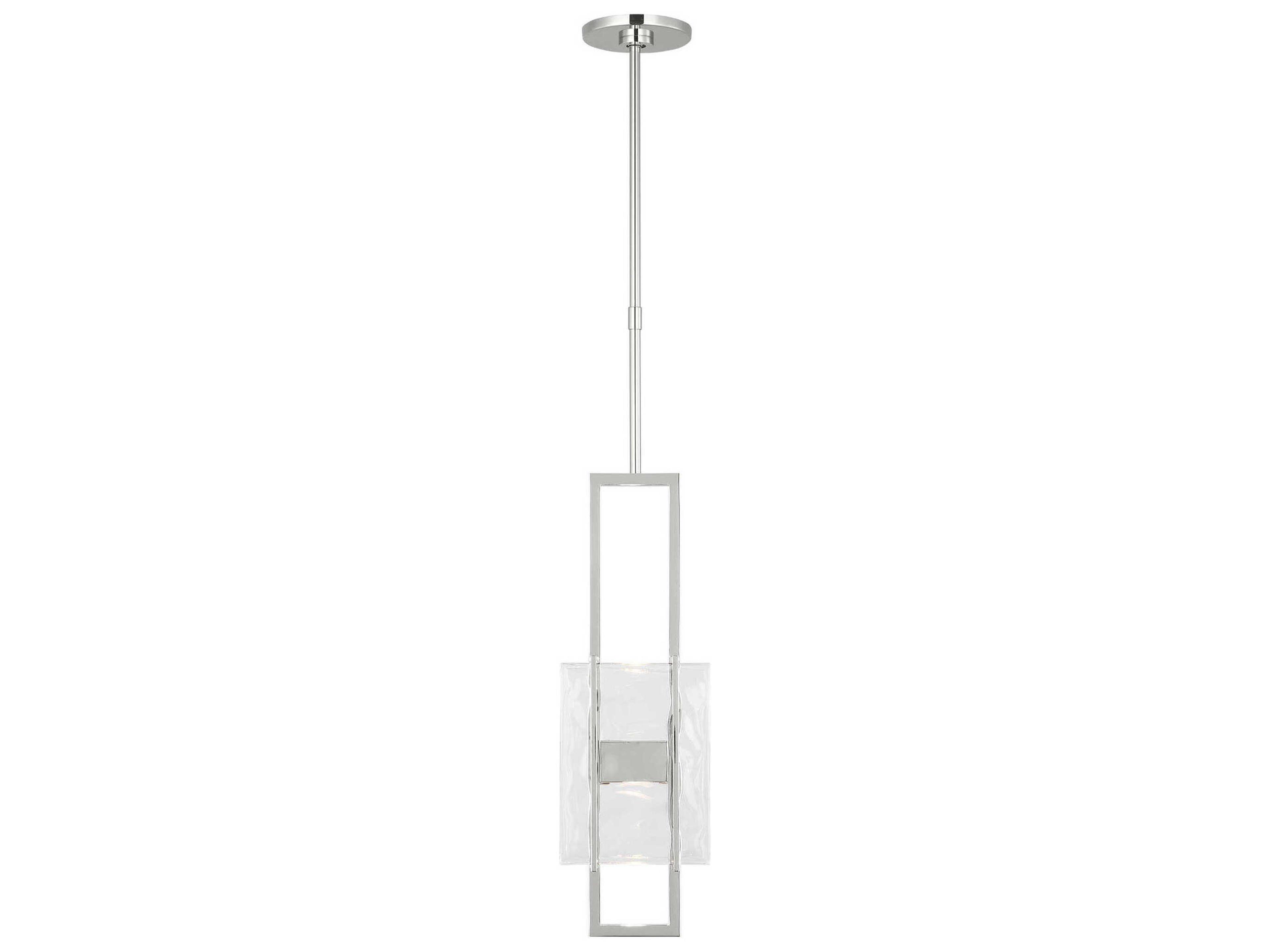 Visual Comfort Modern Duelle 1-Light Polished Nickel Geometric Linear Mini Pendant