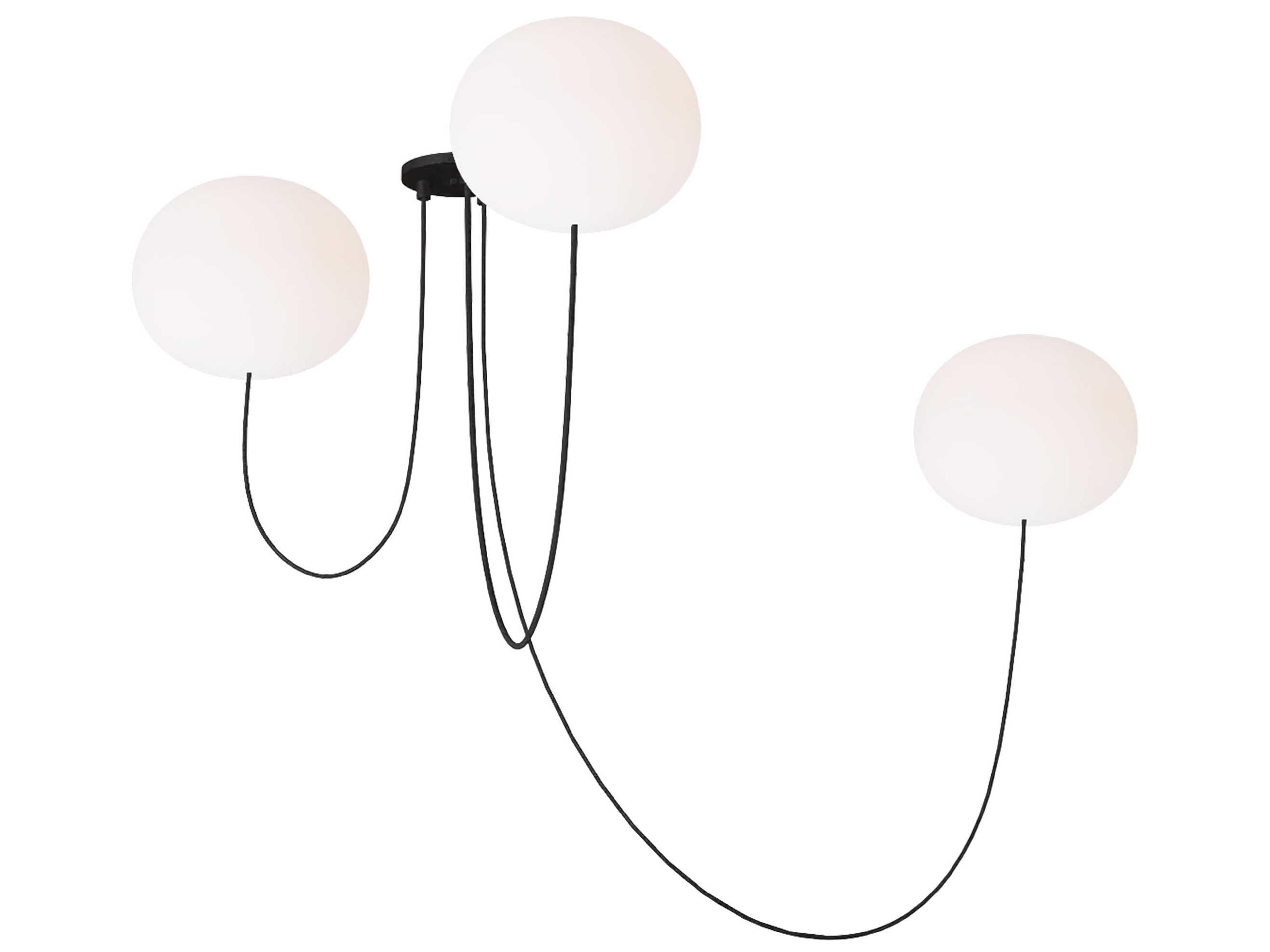 Visual Comfort Modern Helium 3-Light Matte Black Globe Chandelier