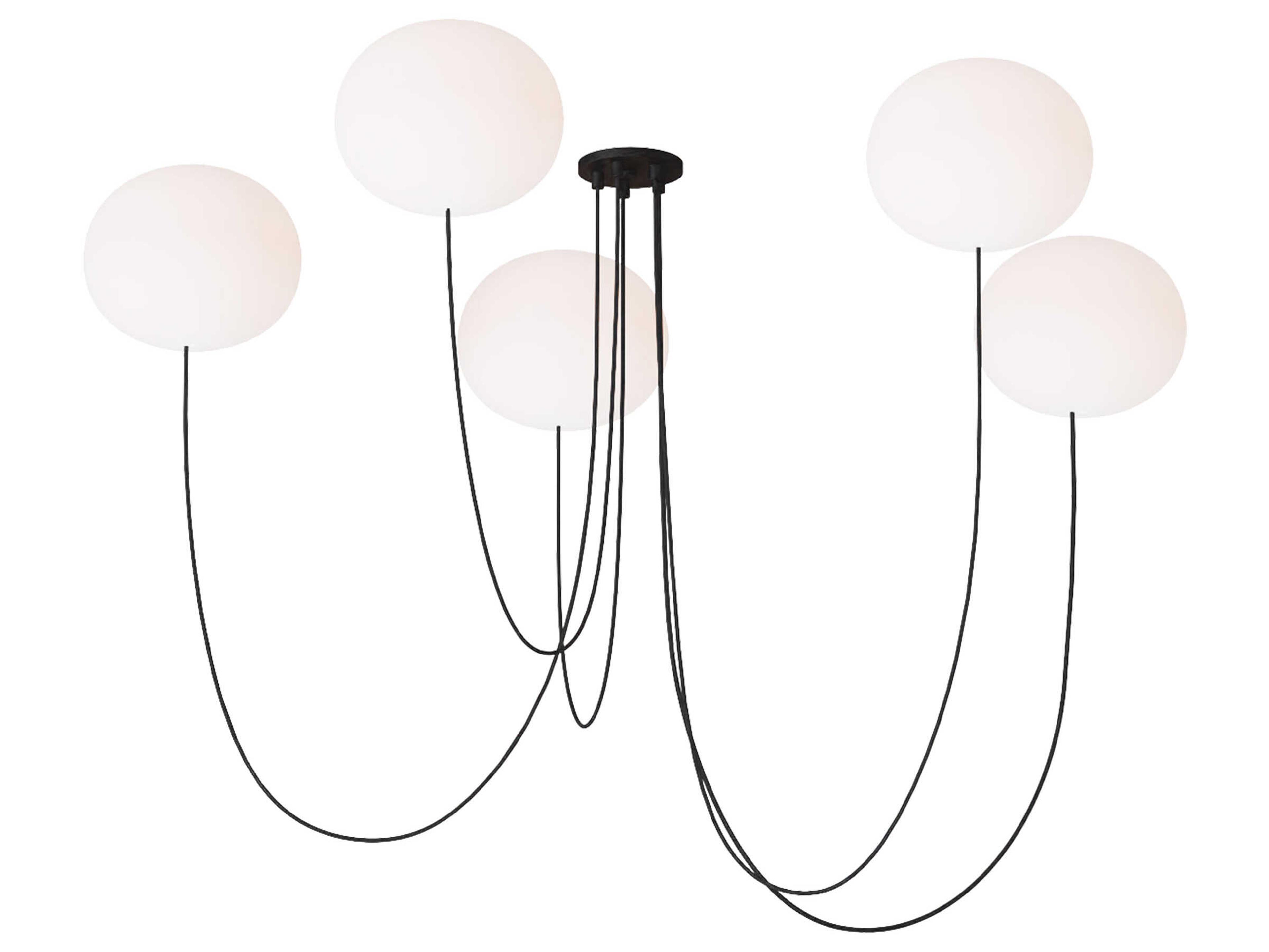 Visual Comfort Modern Helium 5-Light Matte Black Globe Chandelier