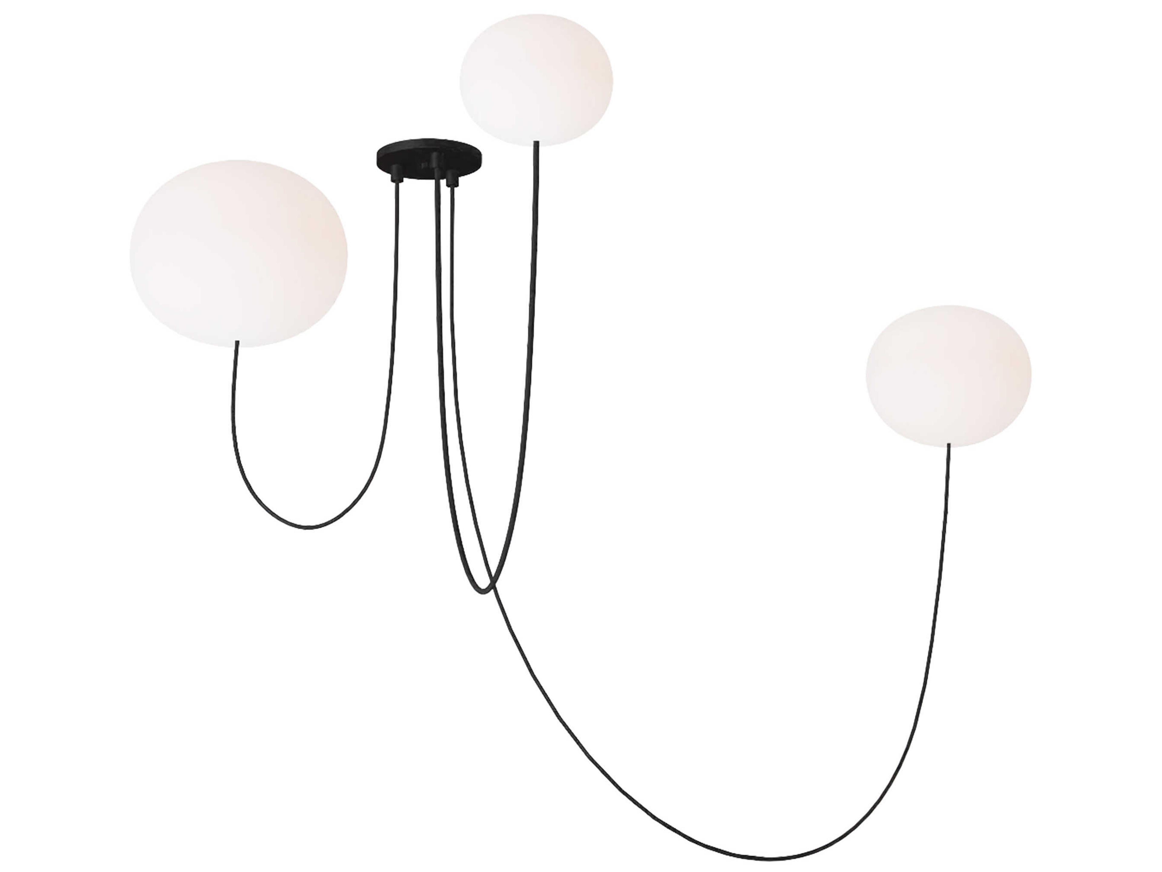 Visual Comfort Modern Helium 3-Light Matte Black Globe Chandelier