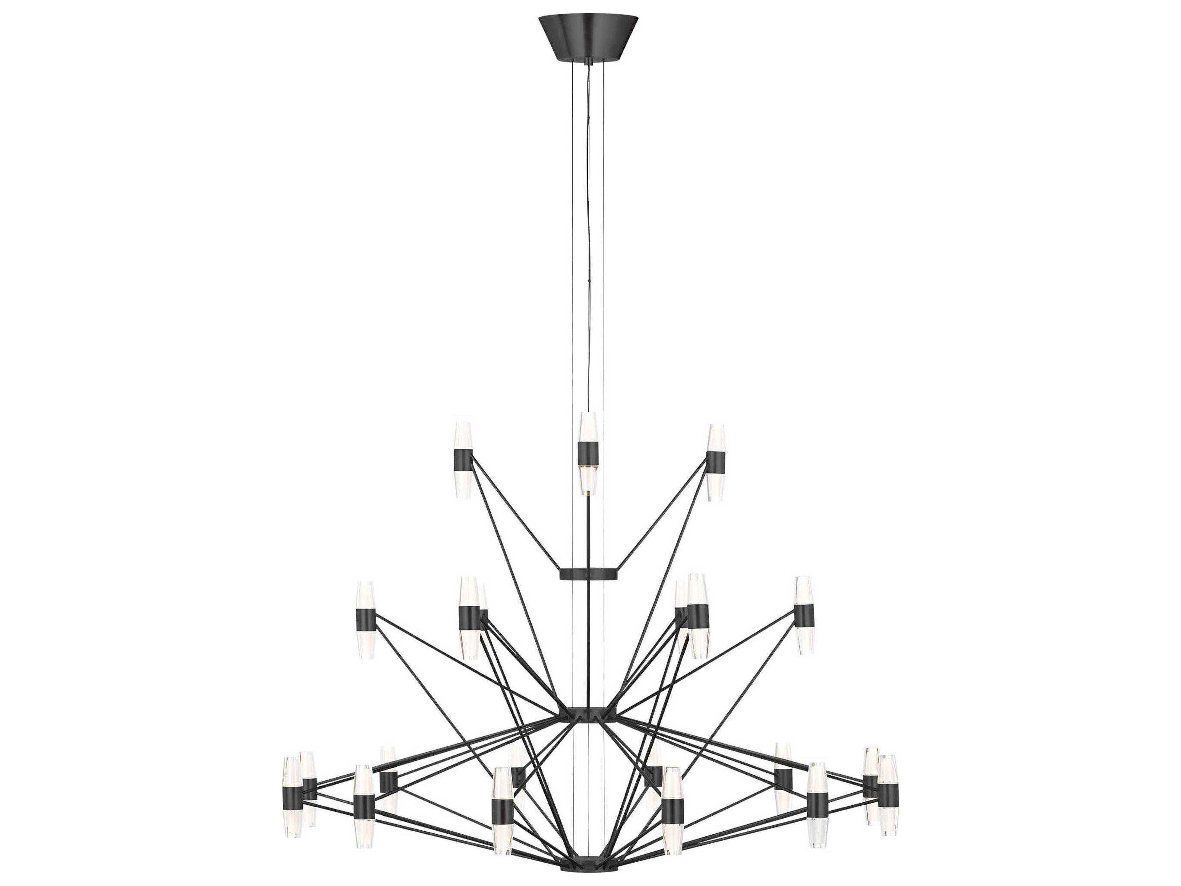 Visual Comfort Modern Lassell 42-Light Dark Bronze Geometric Tiered Chandelier