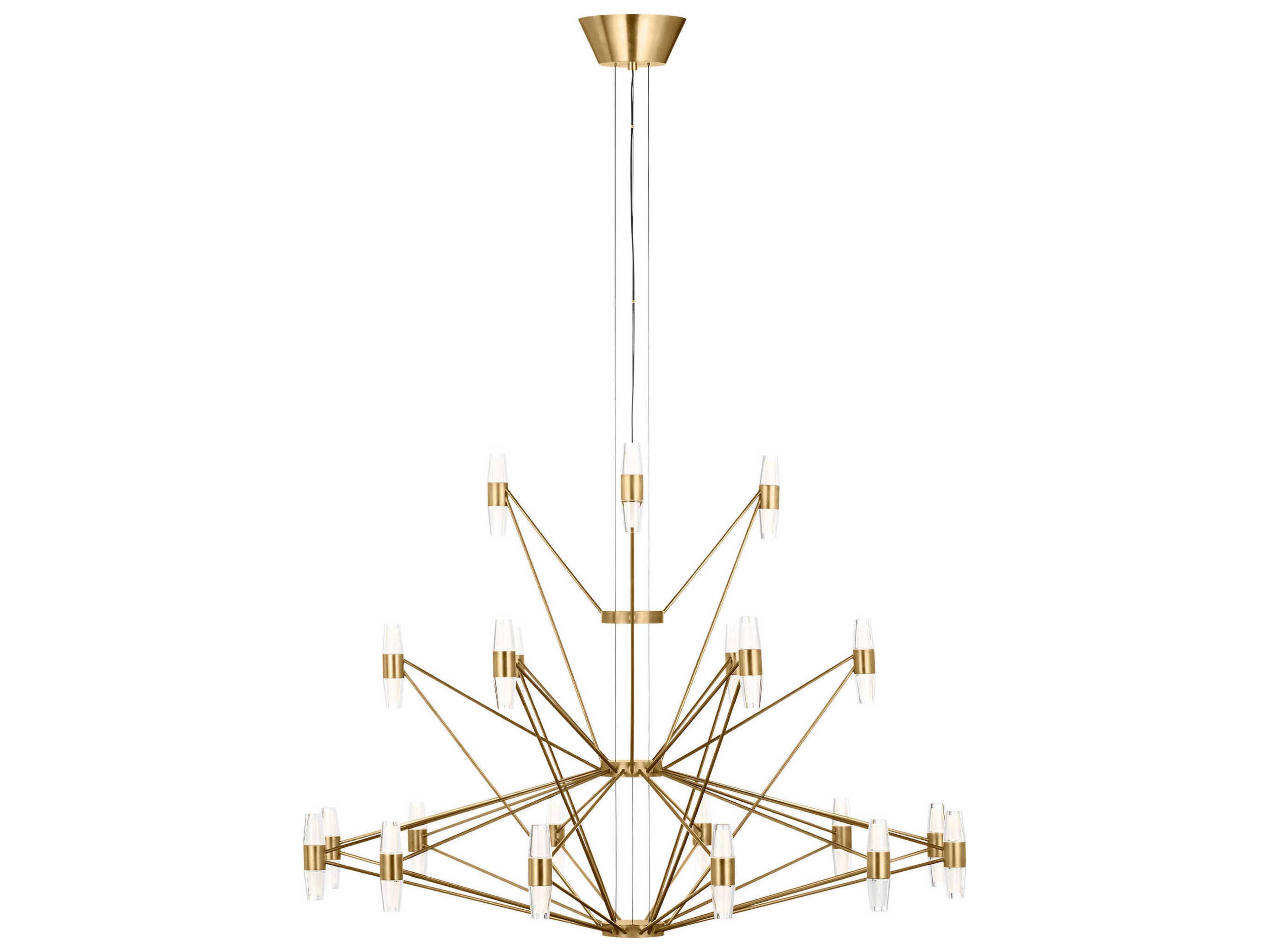 Visual Comfort Modern Lassell 42-Light Natural Brass Geometric Tiered Chandelier