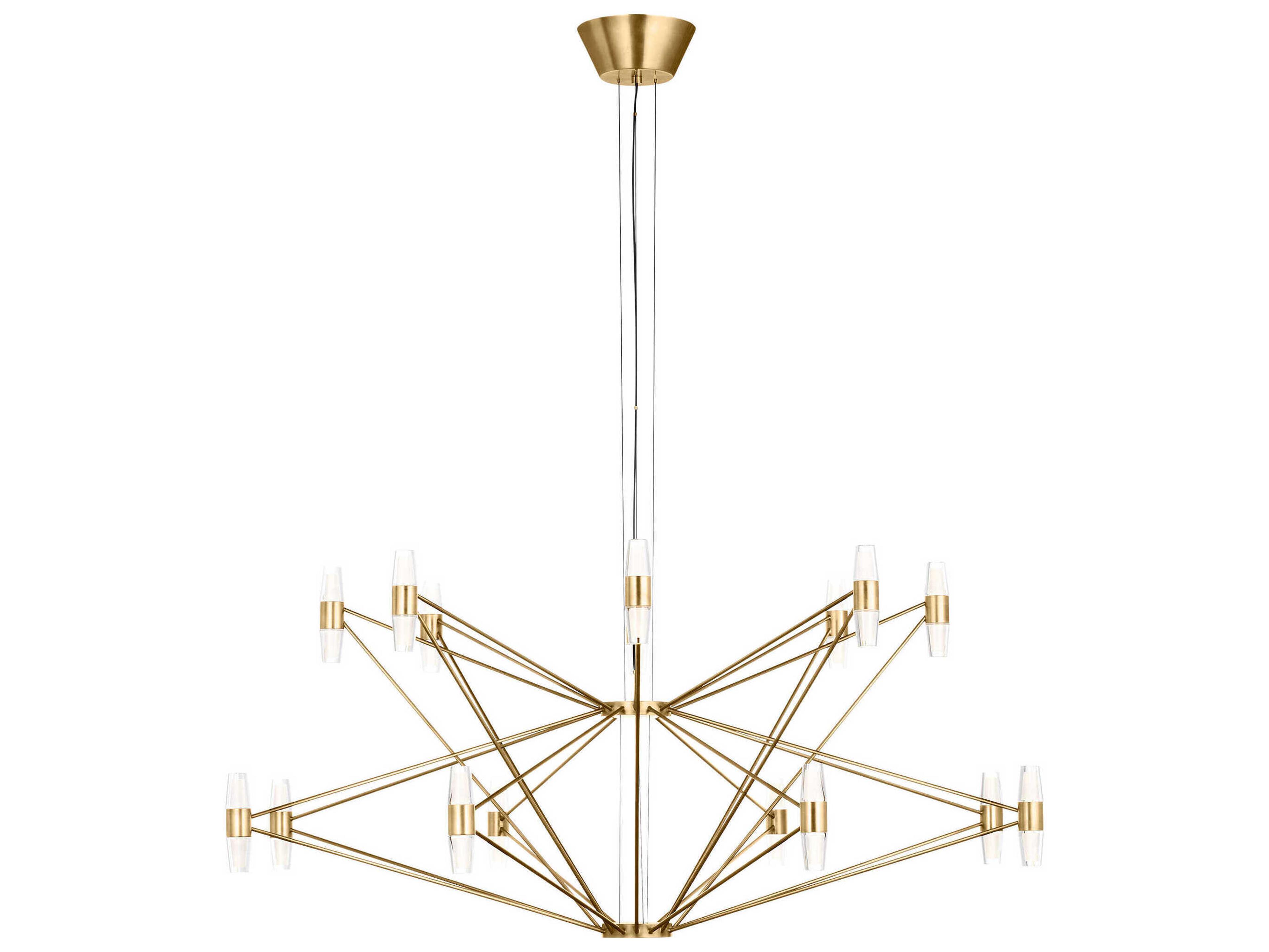 Visual Comfort Modern Lassell 48-Light Natural Brass Geometric Tiered Chandelier