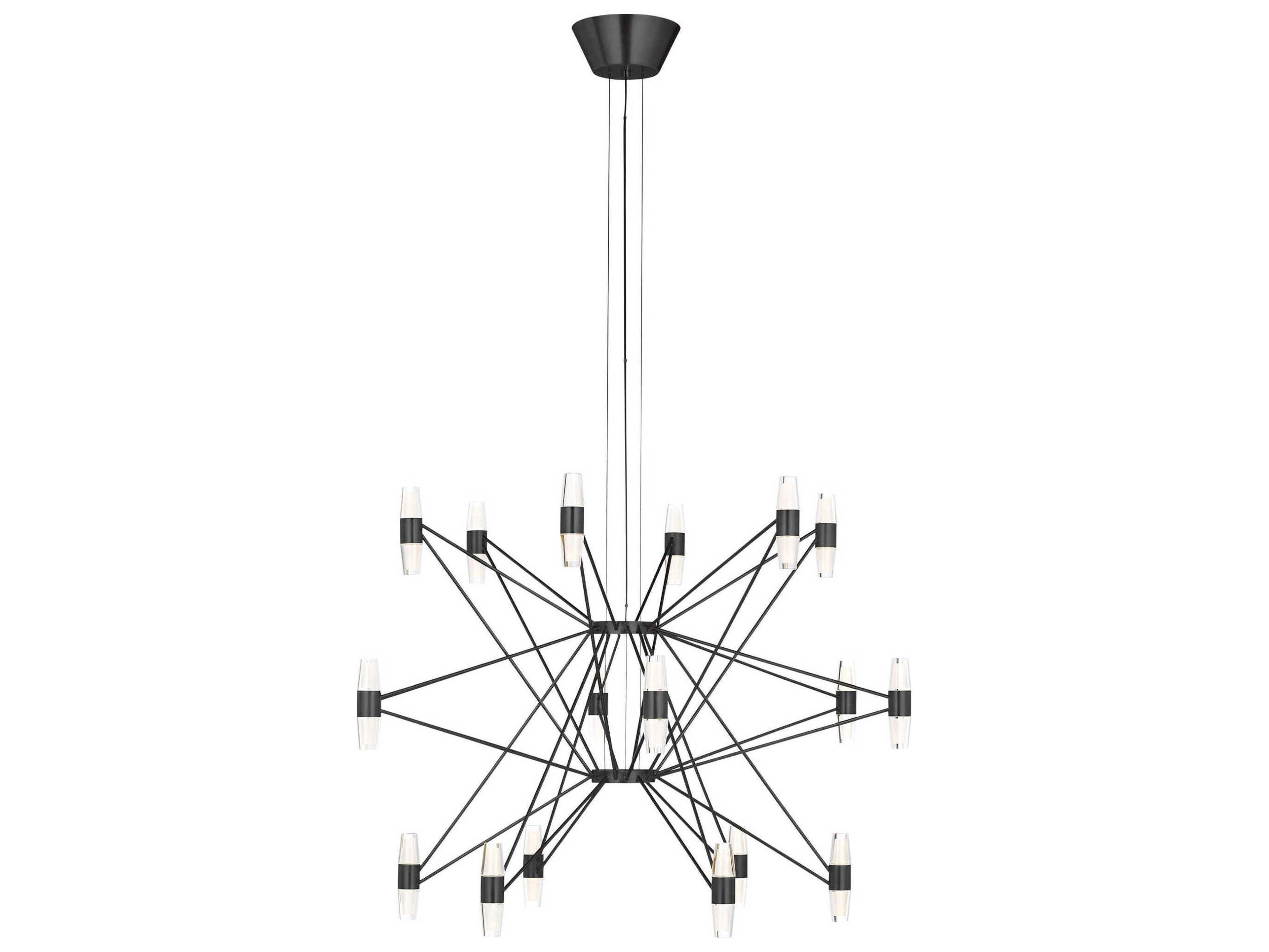 Visual Comfort Modern Lassell 36-Light Dark Bronze Geometric Tiered Chandelier