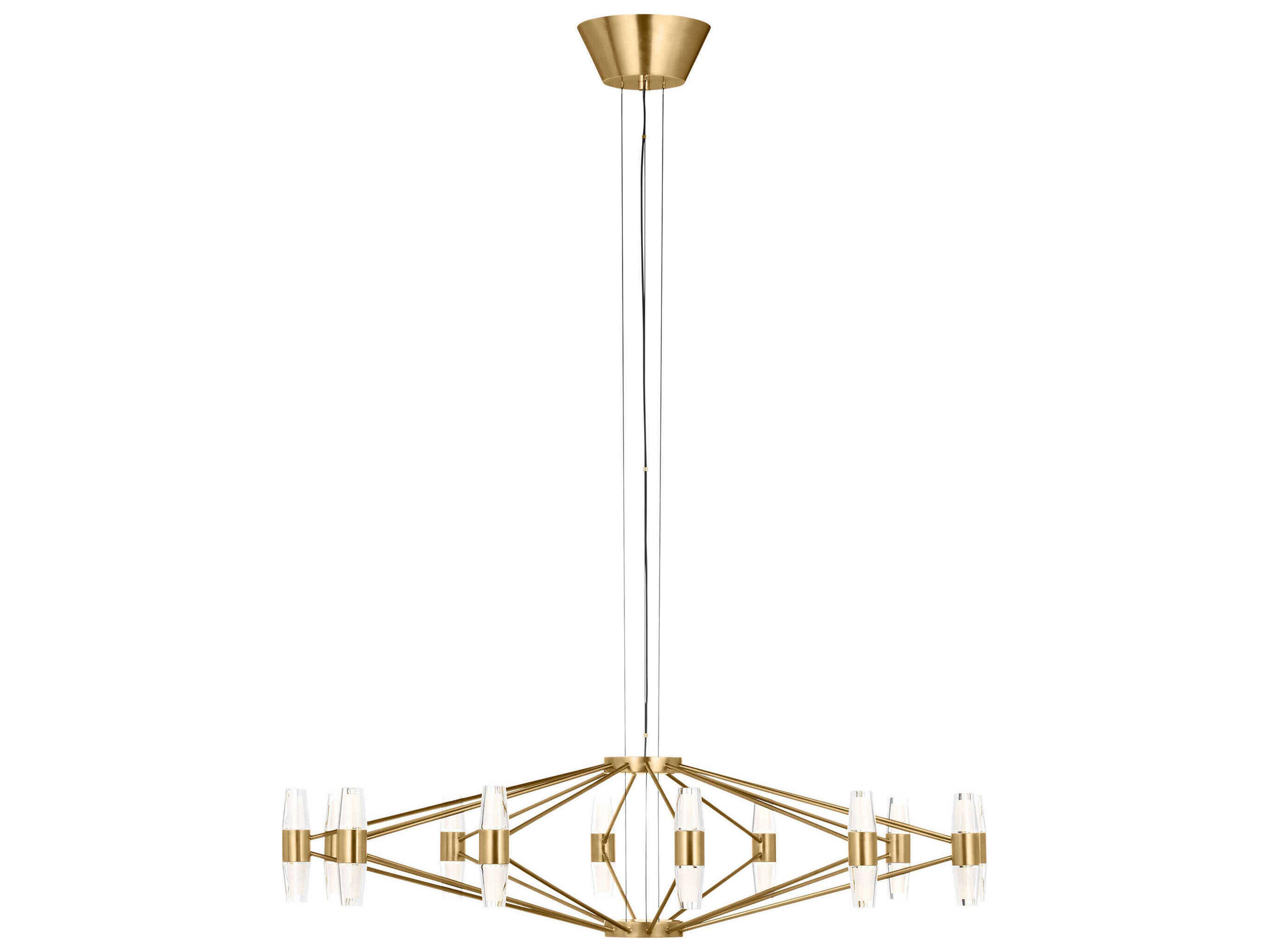 Visual Comfort Modern Lassell 24-Light Natural Brass Geometric Chandelier