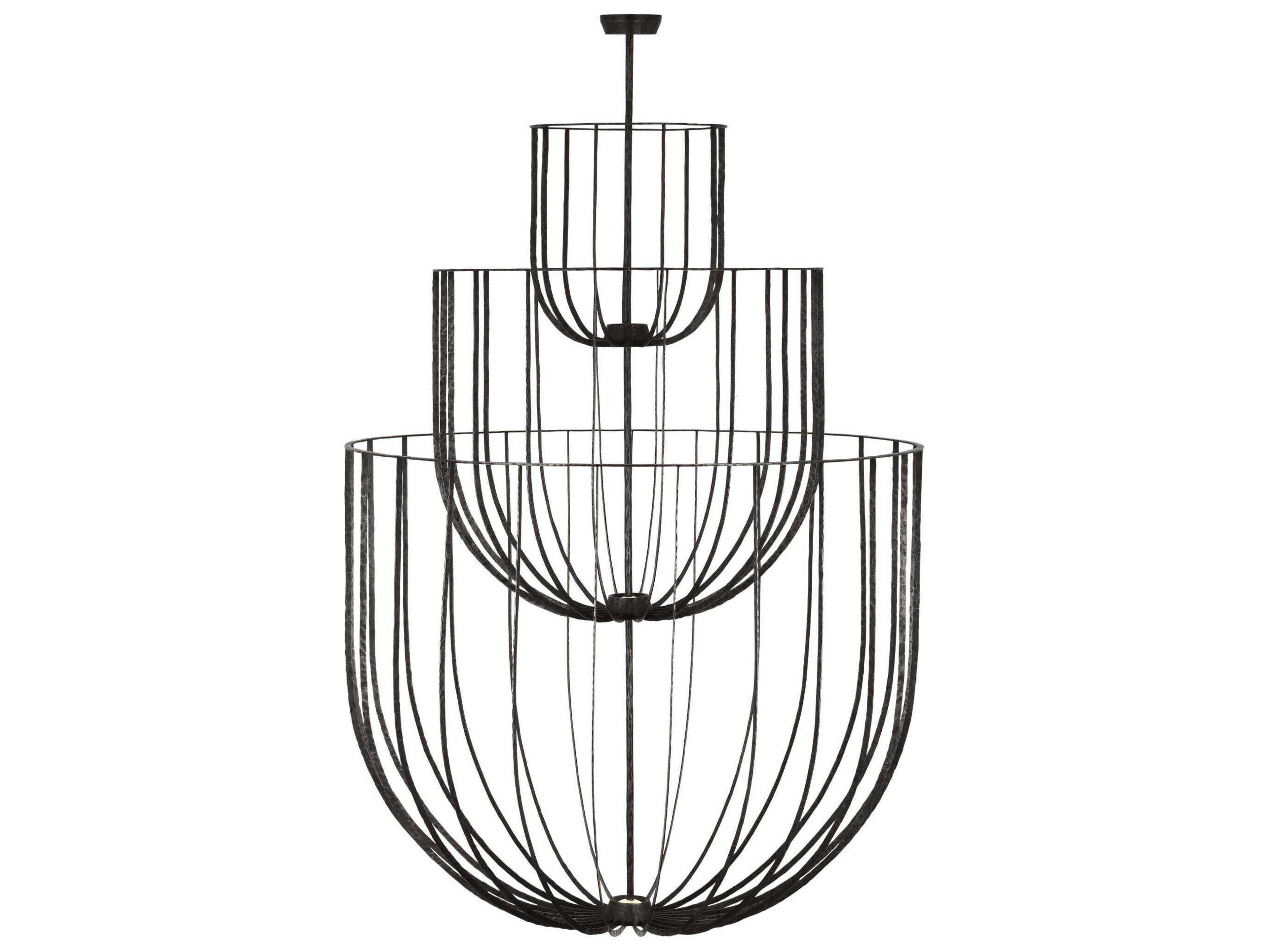 Visual Comfort Modern Sanchi 4-Light Aged Iron Gray Tiered Chandelier