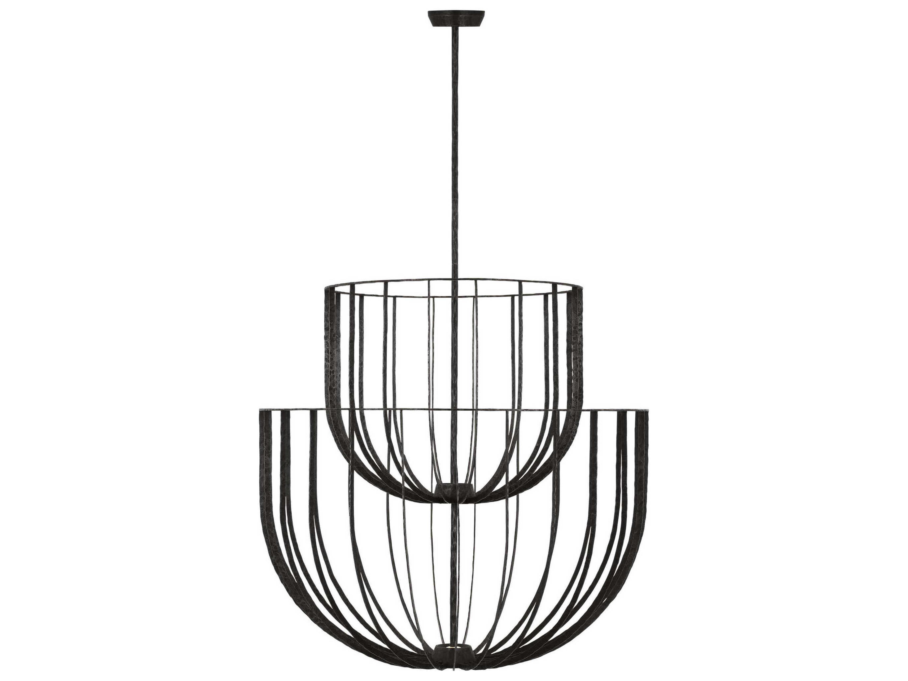 Visual Comfort Modern Sanchi 3-Light Aged Iron Gray Tiered Chandelier