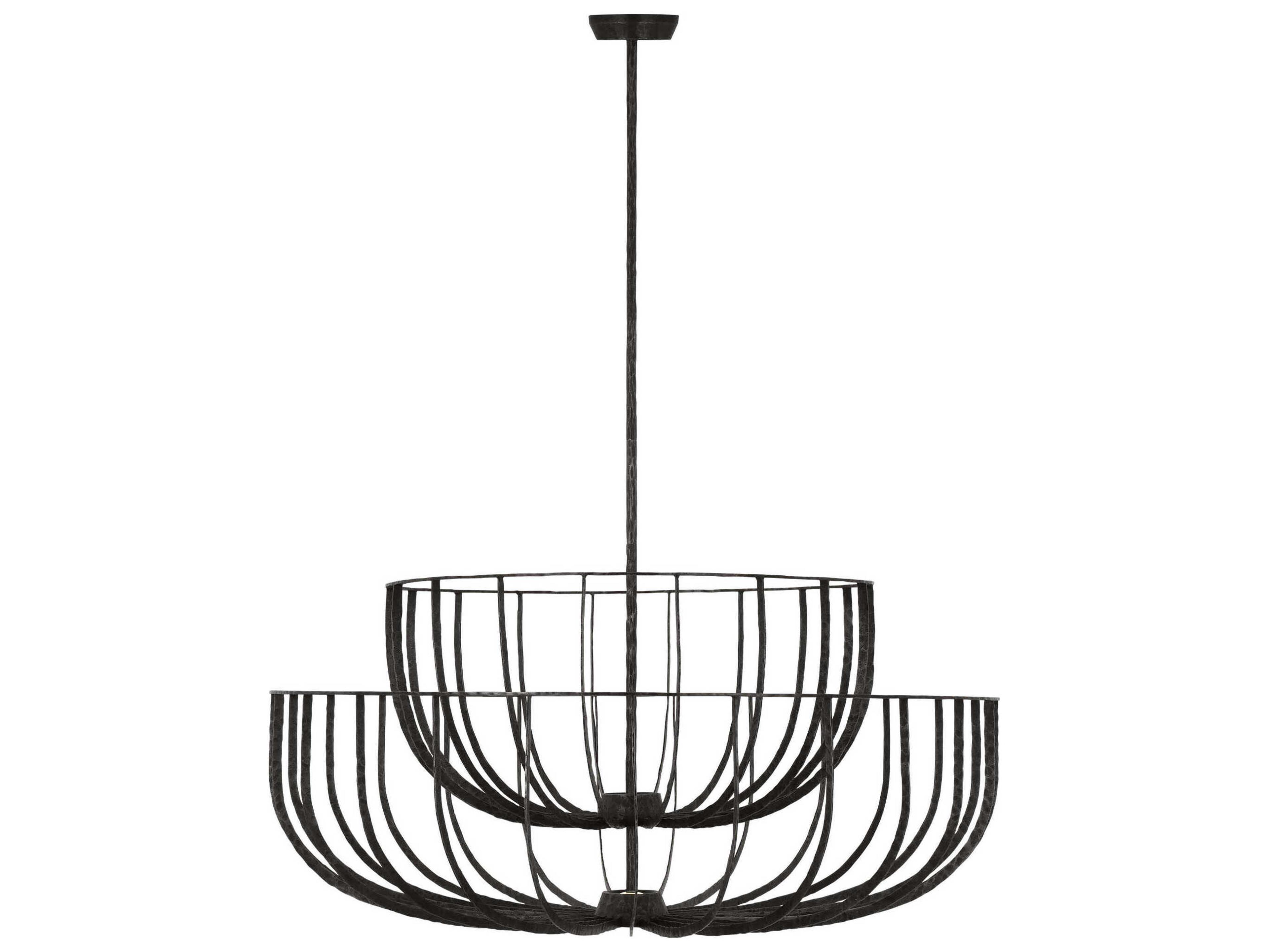 Visual Comfort Modern Sanchi 3-Light Aged Iron Gray Tiered Chandelier