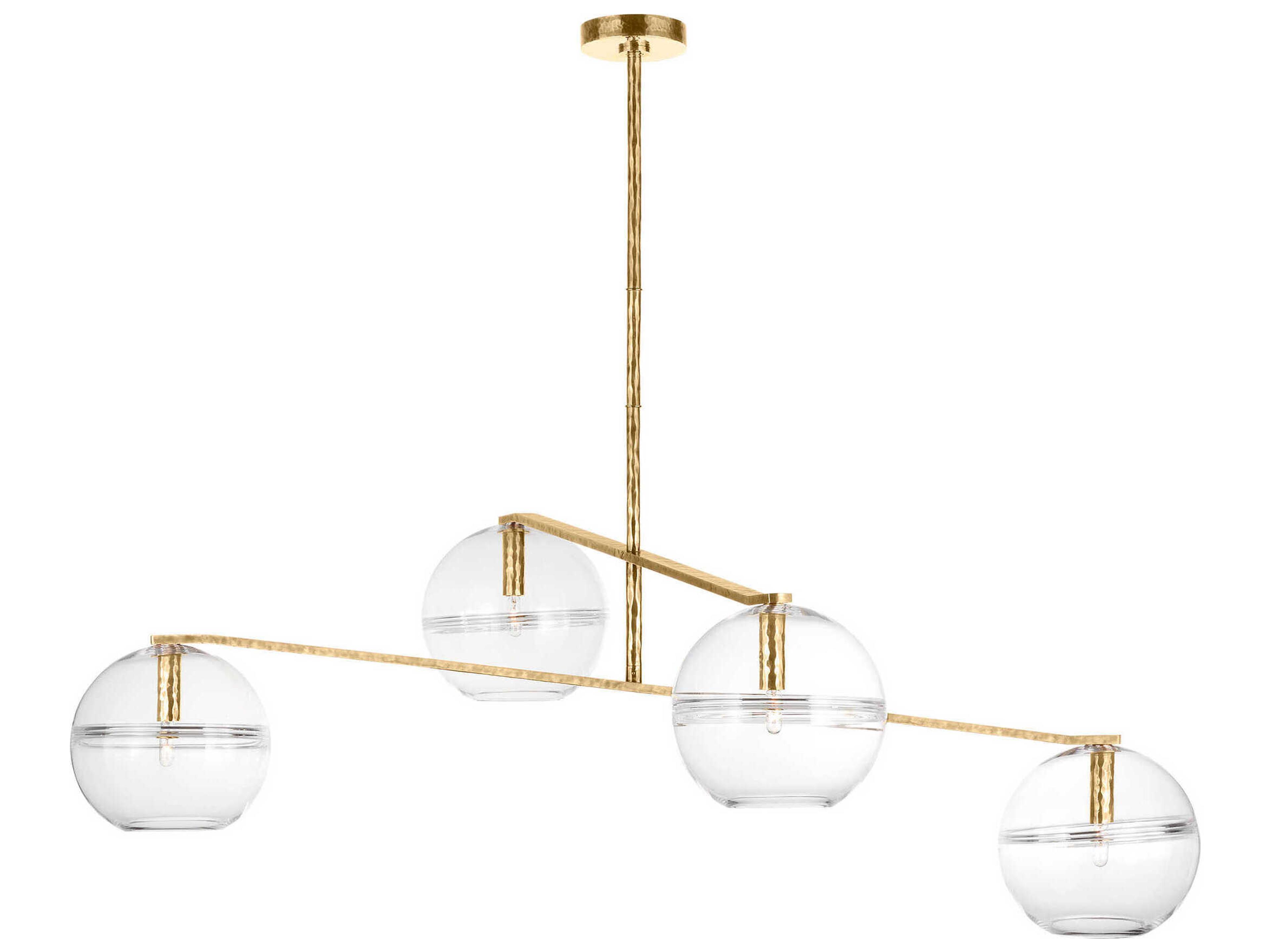 Visual Comfort Modern Lowing 4-Light Polished Antique Brass Globe Tiered Chandelier