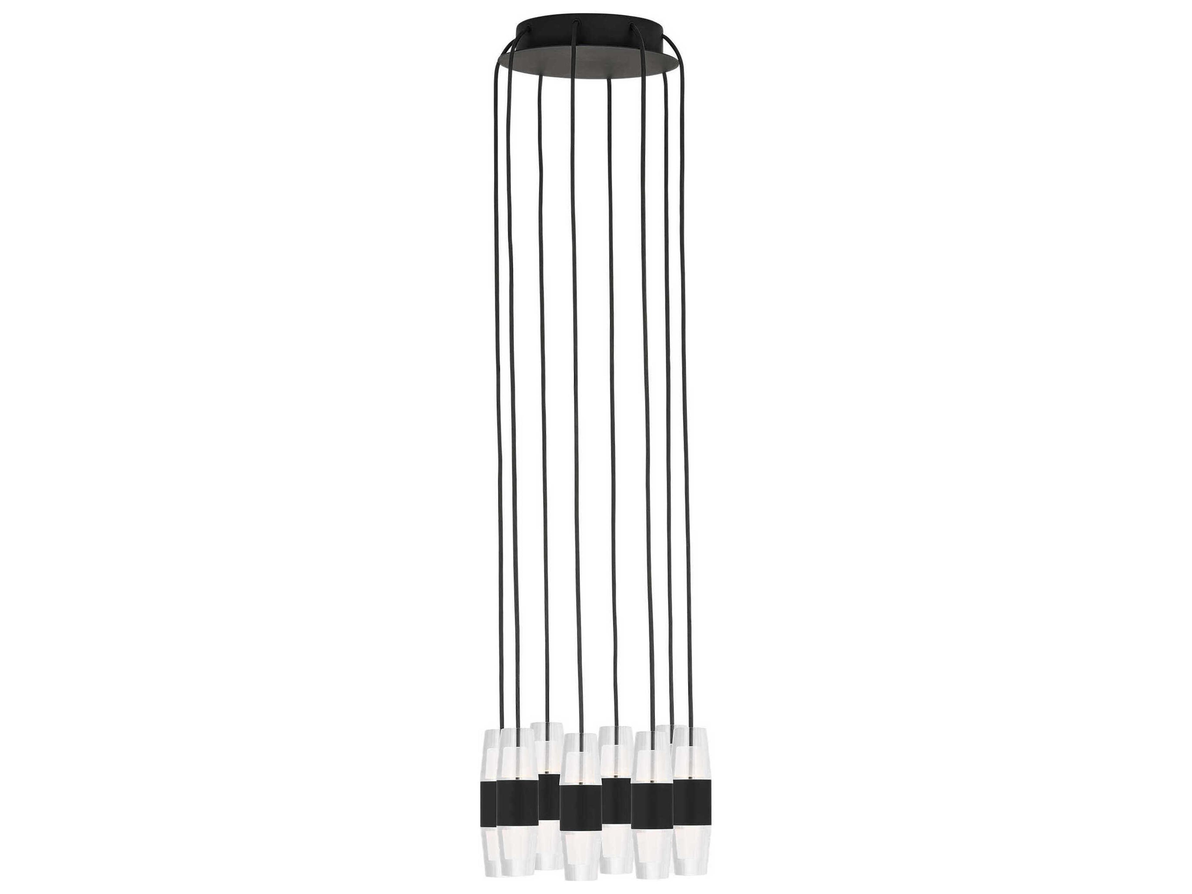 Visual Comfort Modern Lassell 8-Light Nightshade Black LED Cylinder Mini Pendant