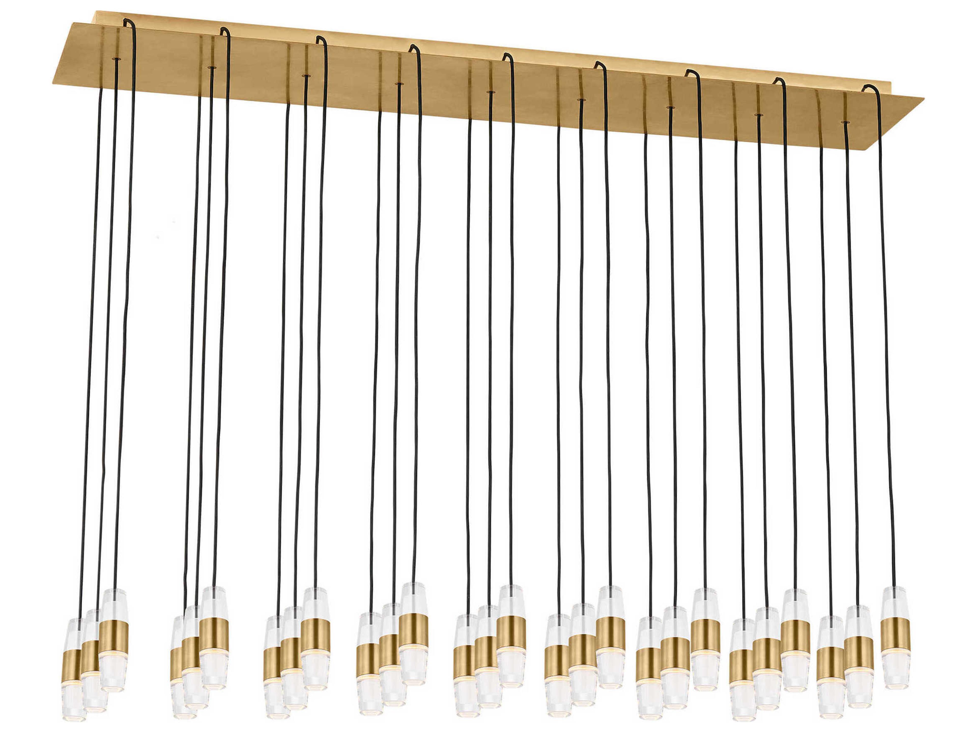 Visual Comfort Modern Lassell 27-Light Natural Brass Linear Island Pendant
