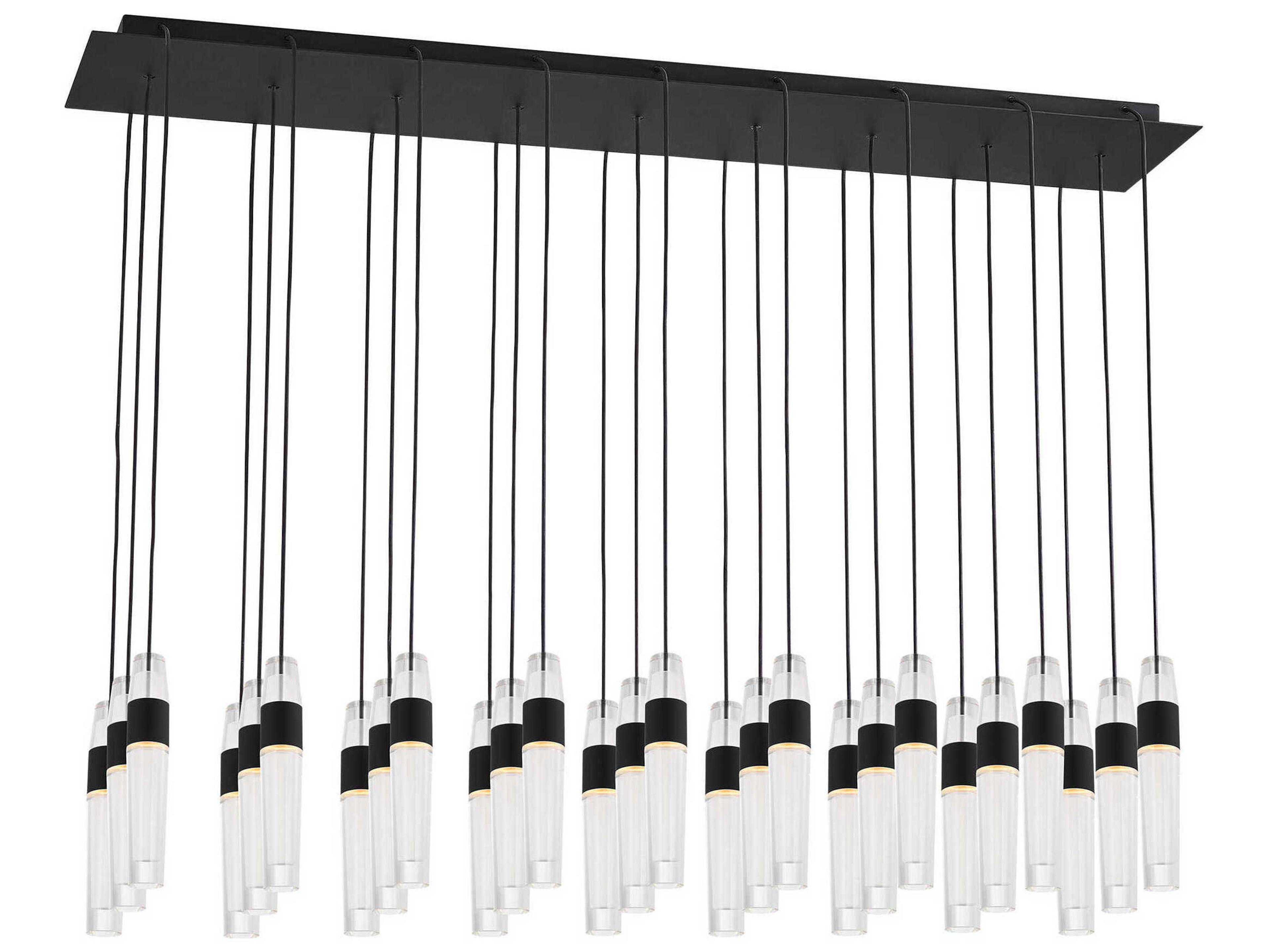 Visual Comfort Modern Lassell 27-Light Nightshade Black LED Cylinder Linear Island Pendant