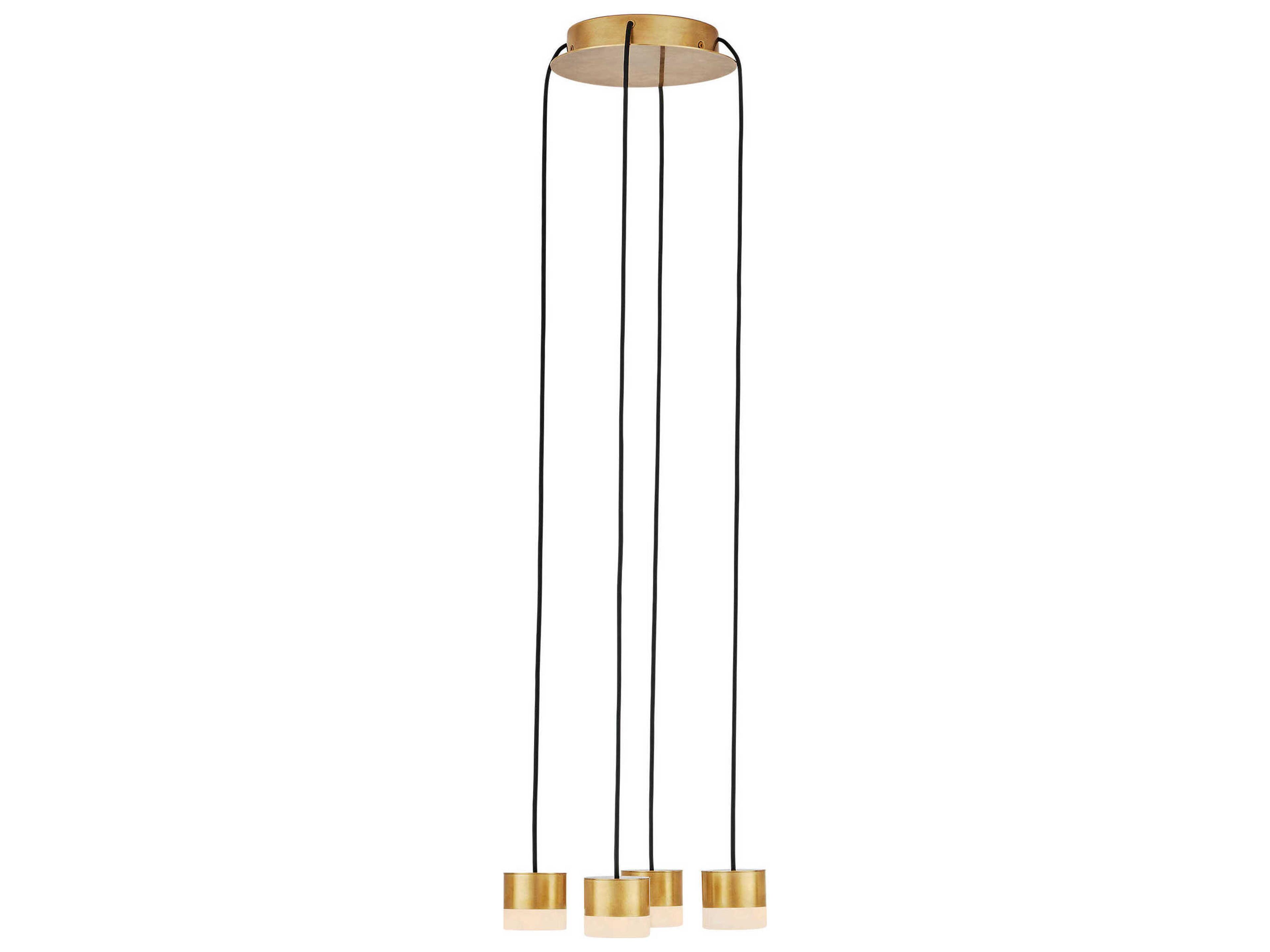 Visual Comfort Modern Gable 4-Light Hand Rubbed Antique Brass Mini Pendant