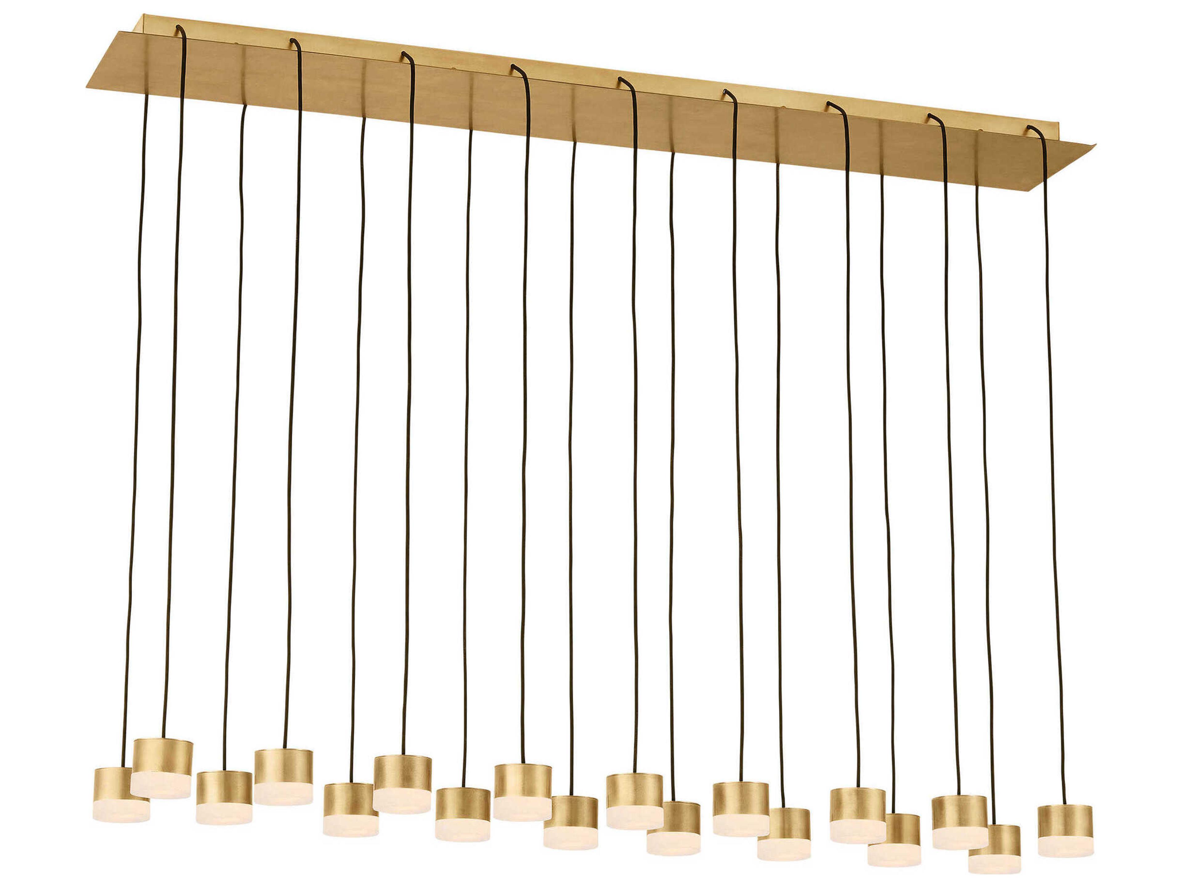 Visual Comfort Modern Gable 18-Light Hand Rubbed Antique Brass Linear Island Pendant