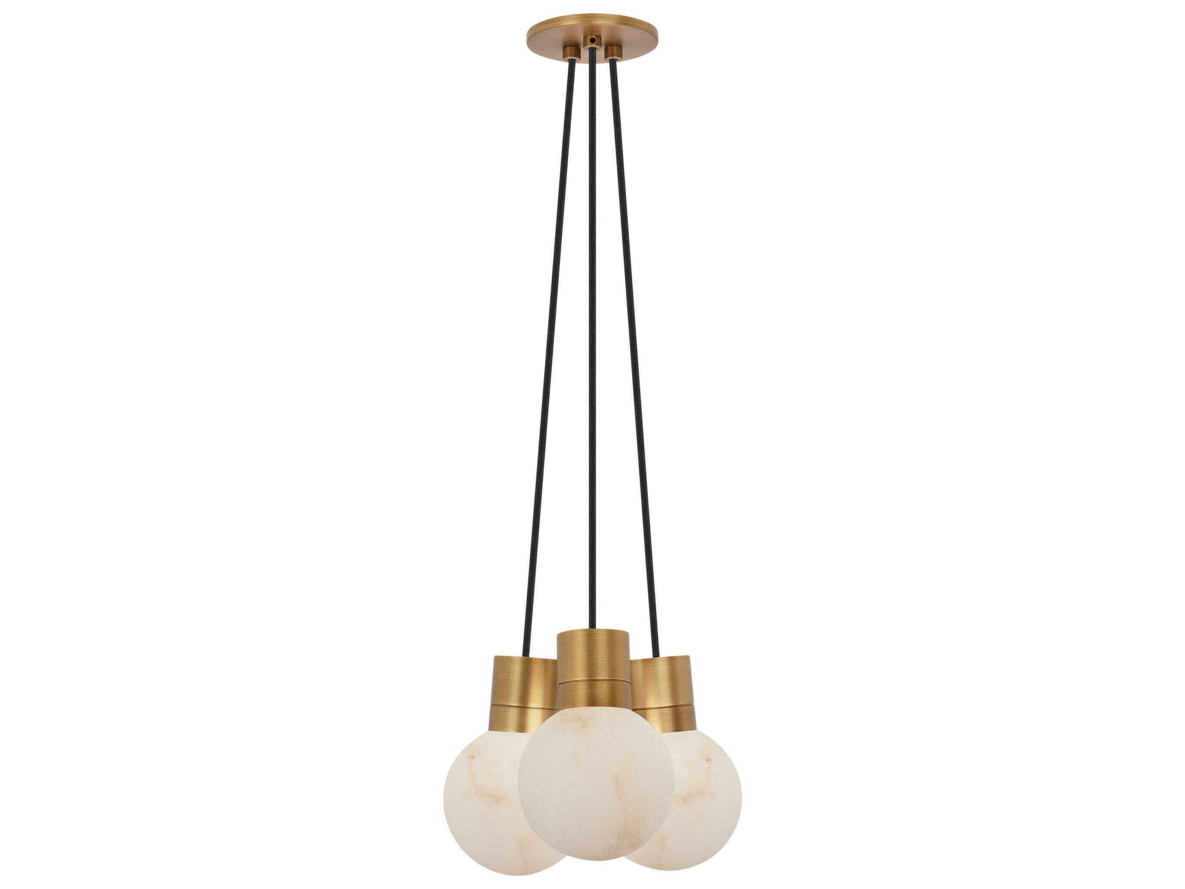 Visual Comfort Modern Mina 3-Light Hand Rubbed Antique Brass Globe Mini Pendant