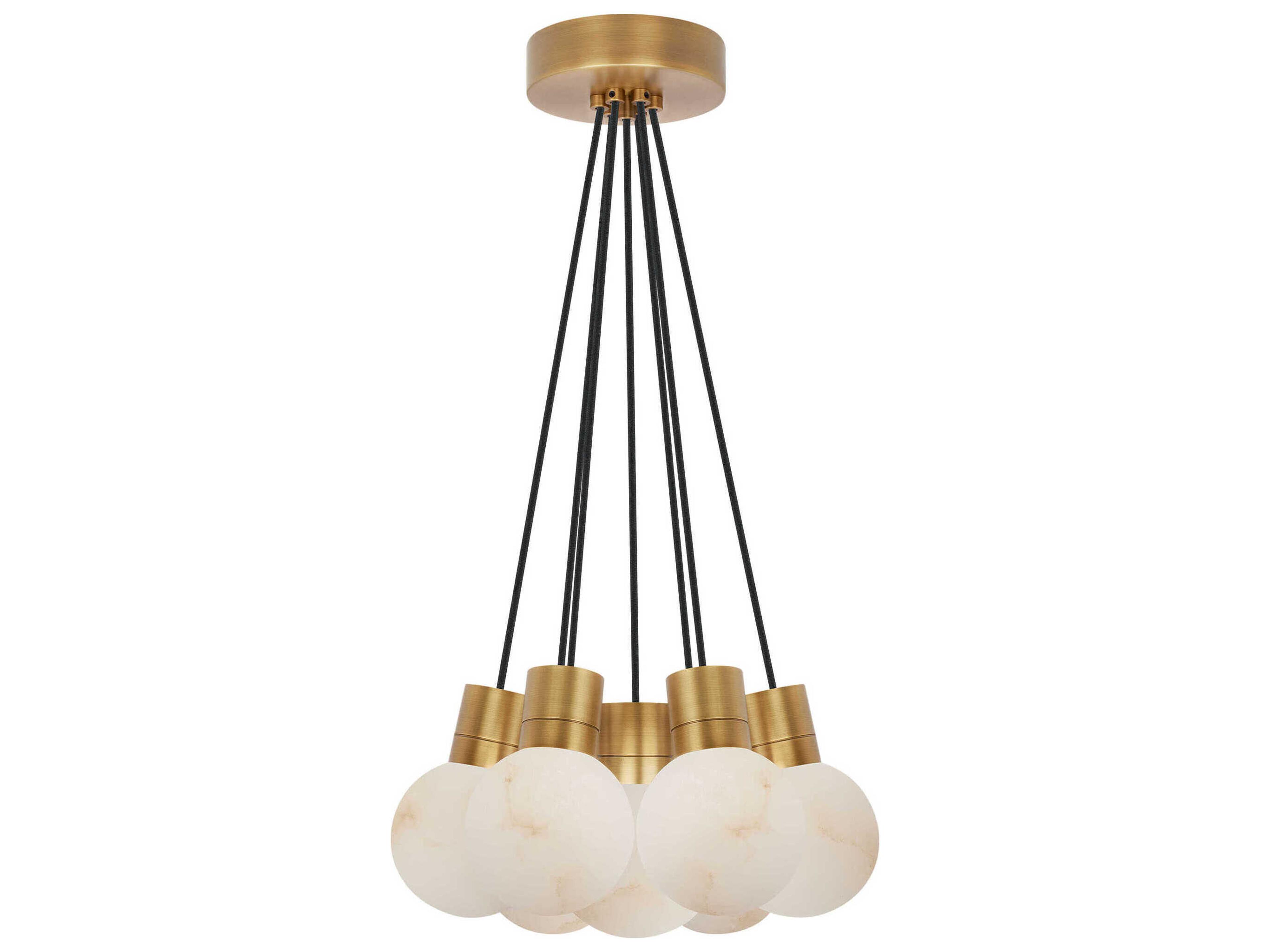 Visual Comfort Modern Mina 7-Light Hand Rubbed Antique Brass Globe Pendant