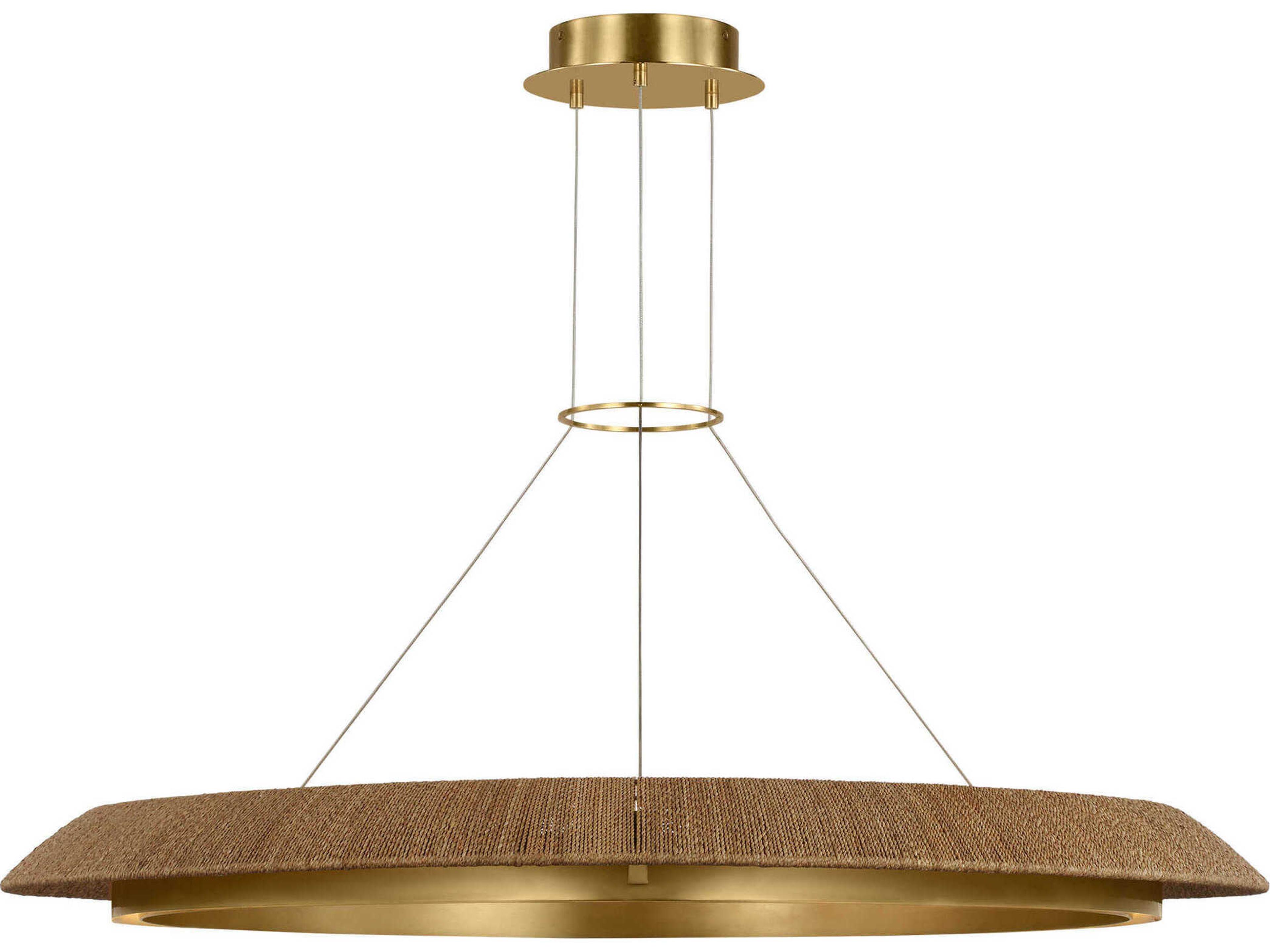 Visual Comfort Modern Noa 1-Light Hand Rubbed Antique Brass Natural Pendant