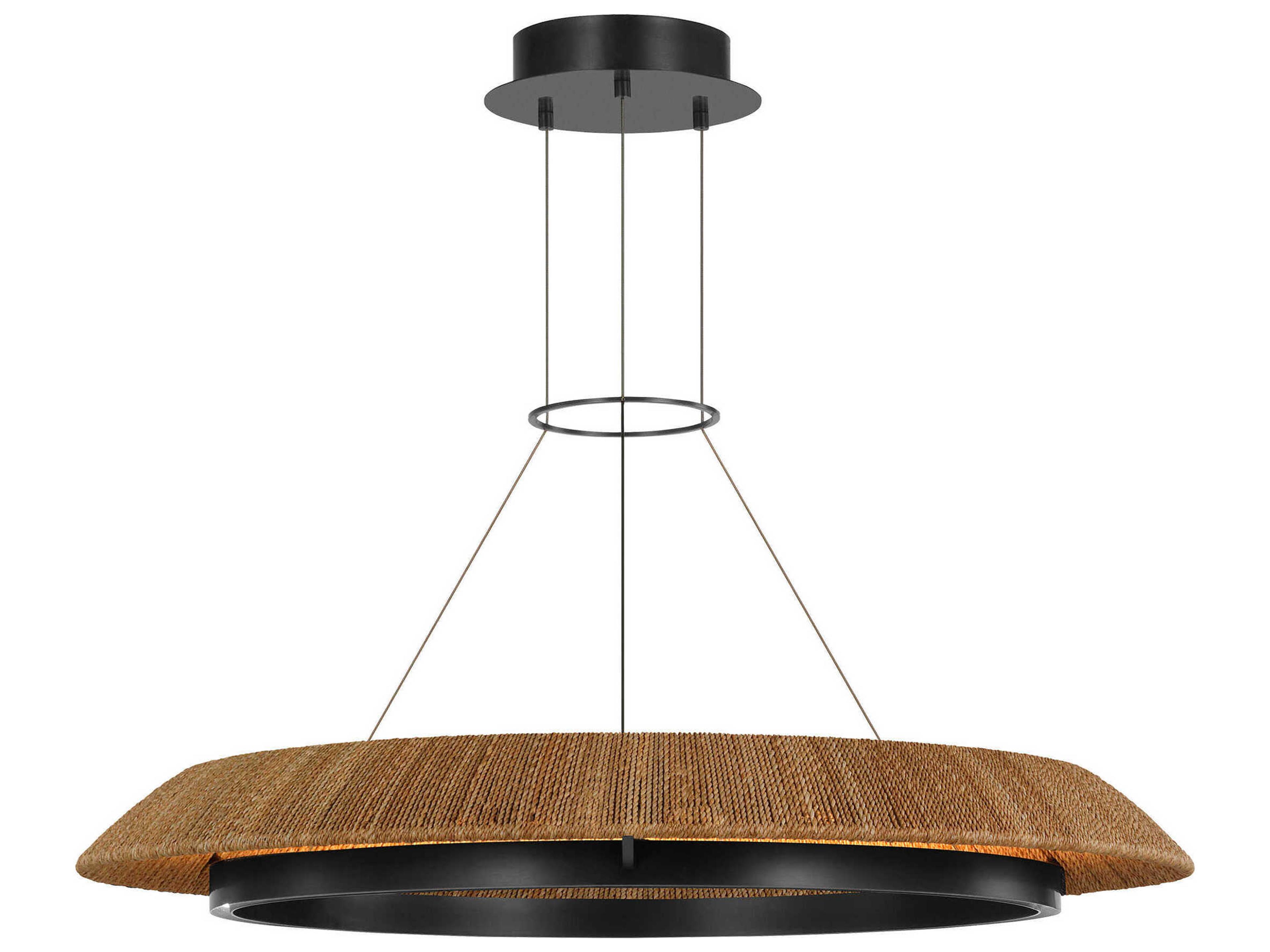 Visual Comfort Modern Noa 1-Light Bronze Natural Pendant
