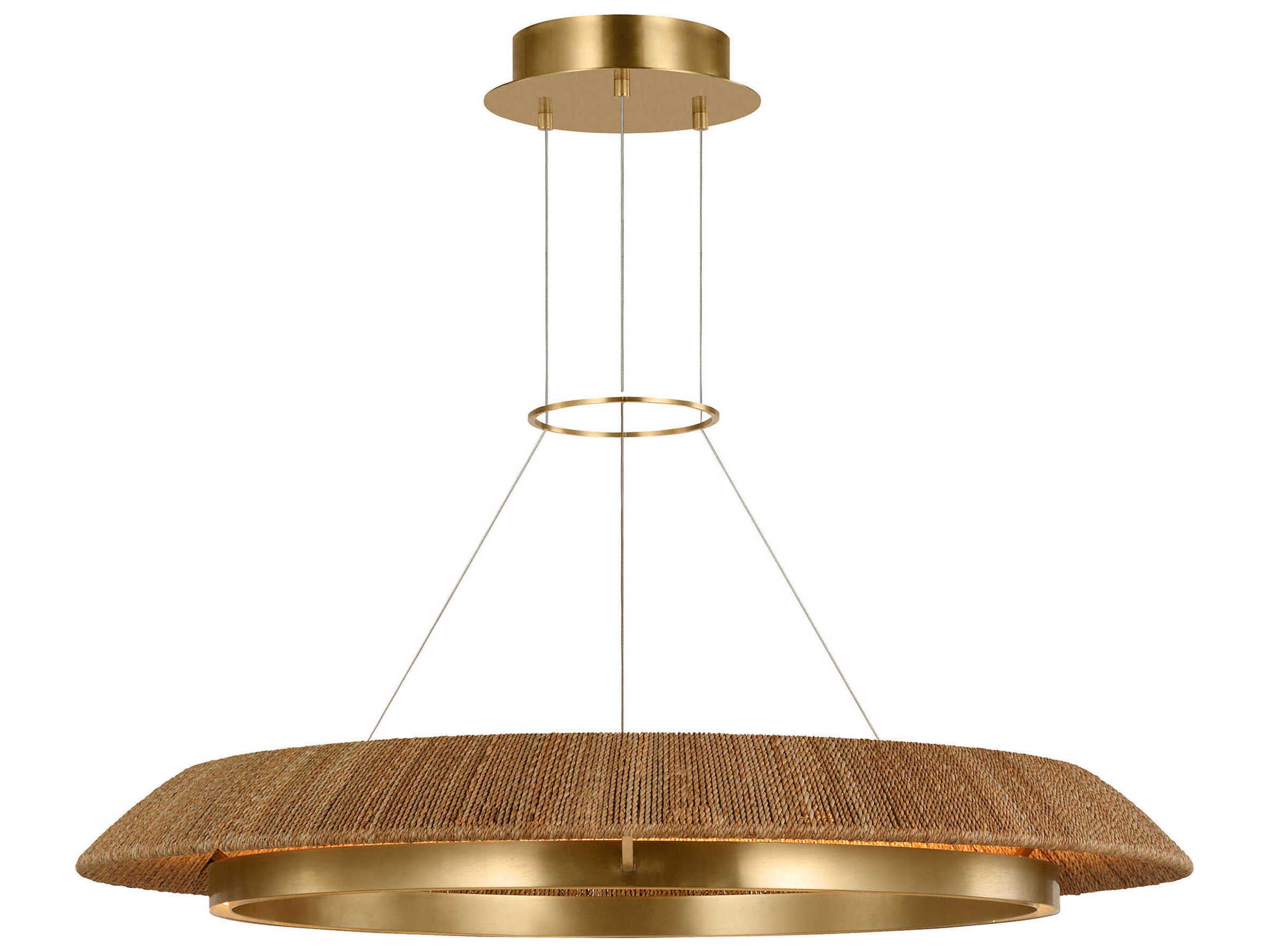Visual Comfort Modern Noa 1-Light Hand Rubbed Antique Brass Natural Pendant