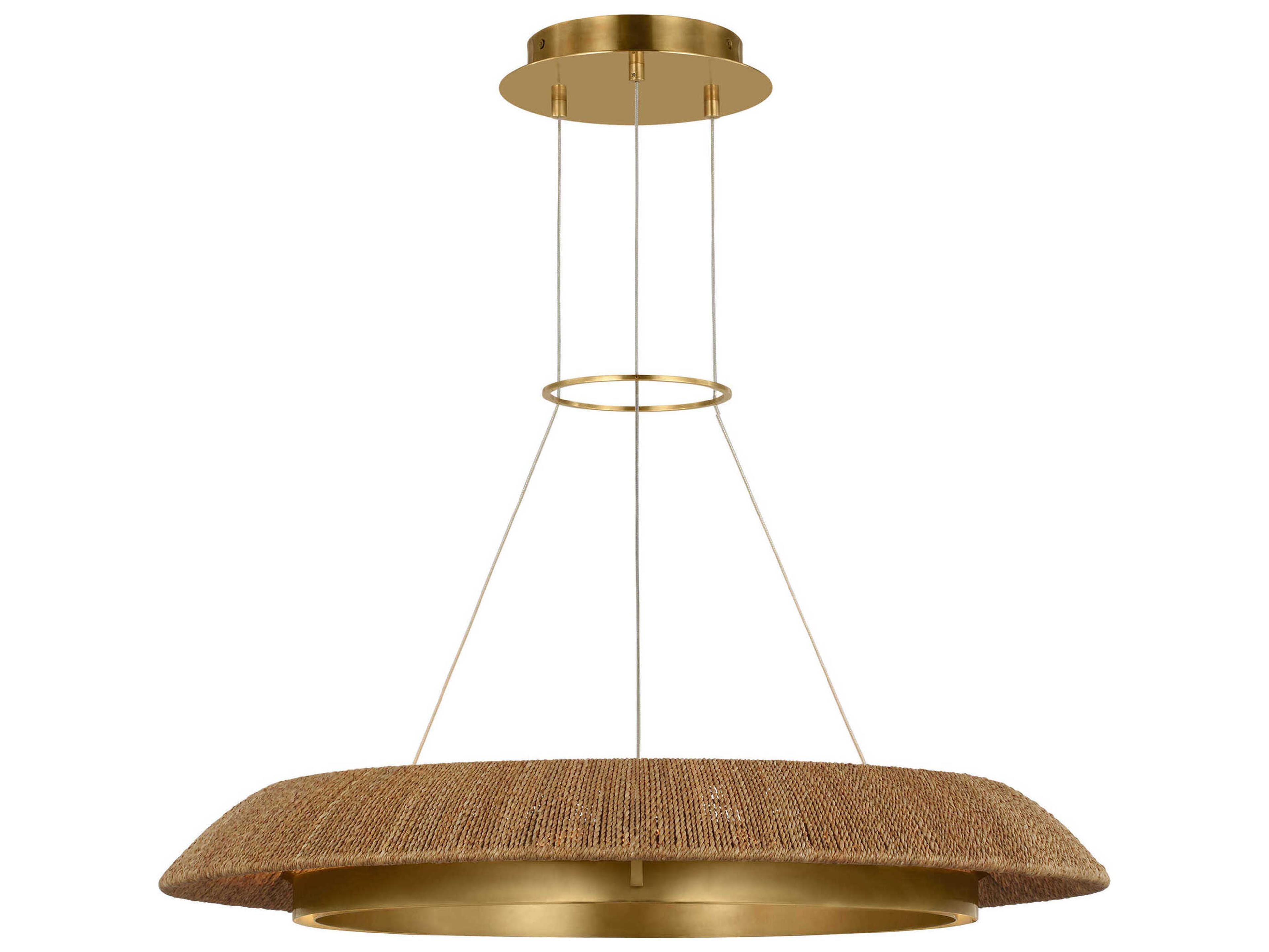 Visual Comfort Modern Noa 1-Light Hand Rubbed Antique Brass Natural Pendant