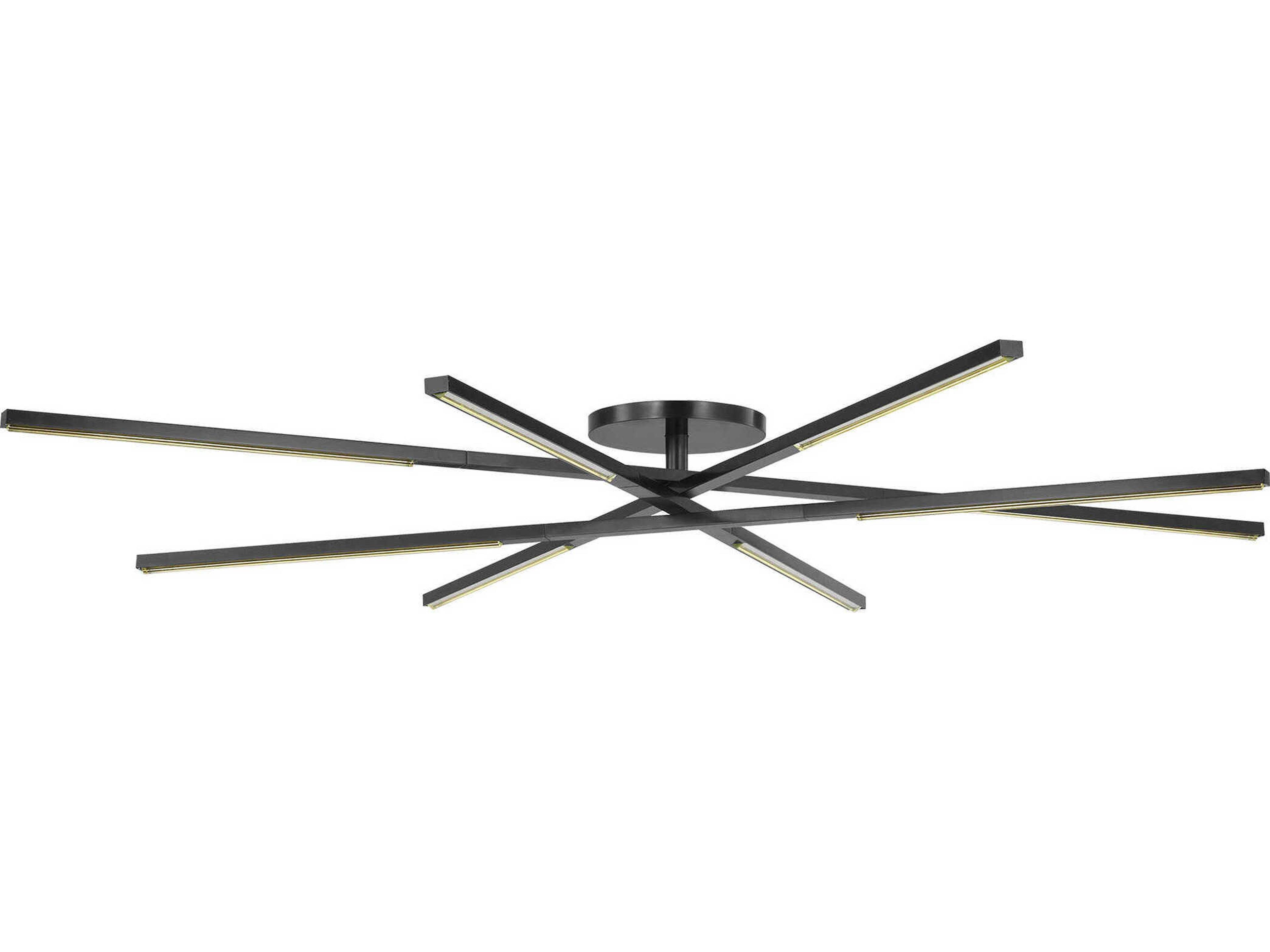 Visual Comfort Modern Cityscape 8-Light Bronze Geometric Linear Flush Mount