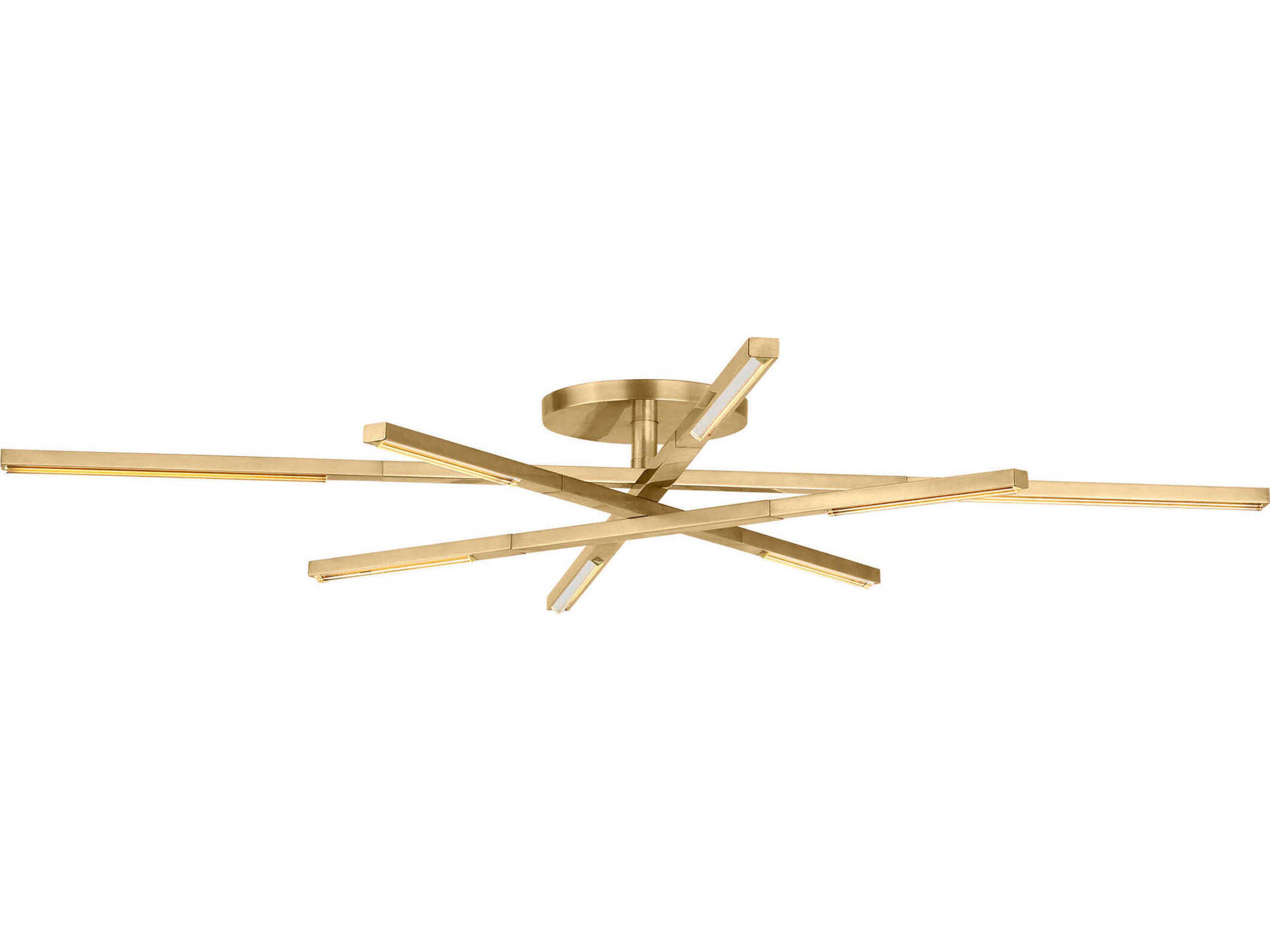 Visual Comfort Modern Cityscape 8-Light Hand Rubbed Antique Brass Geometric Linear Flush Mount