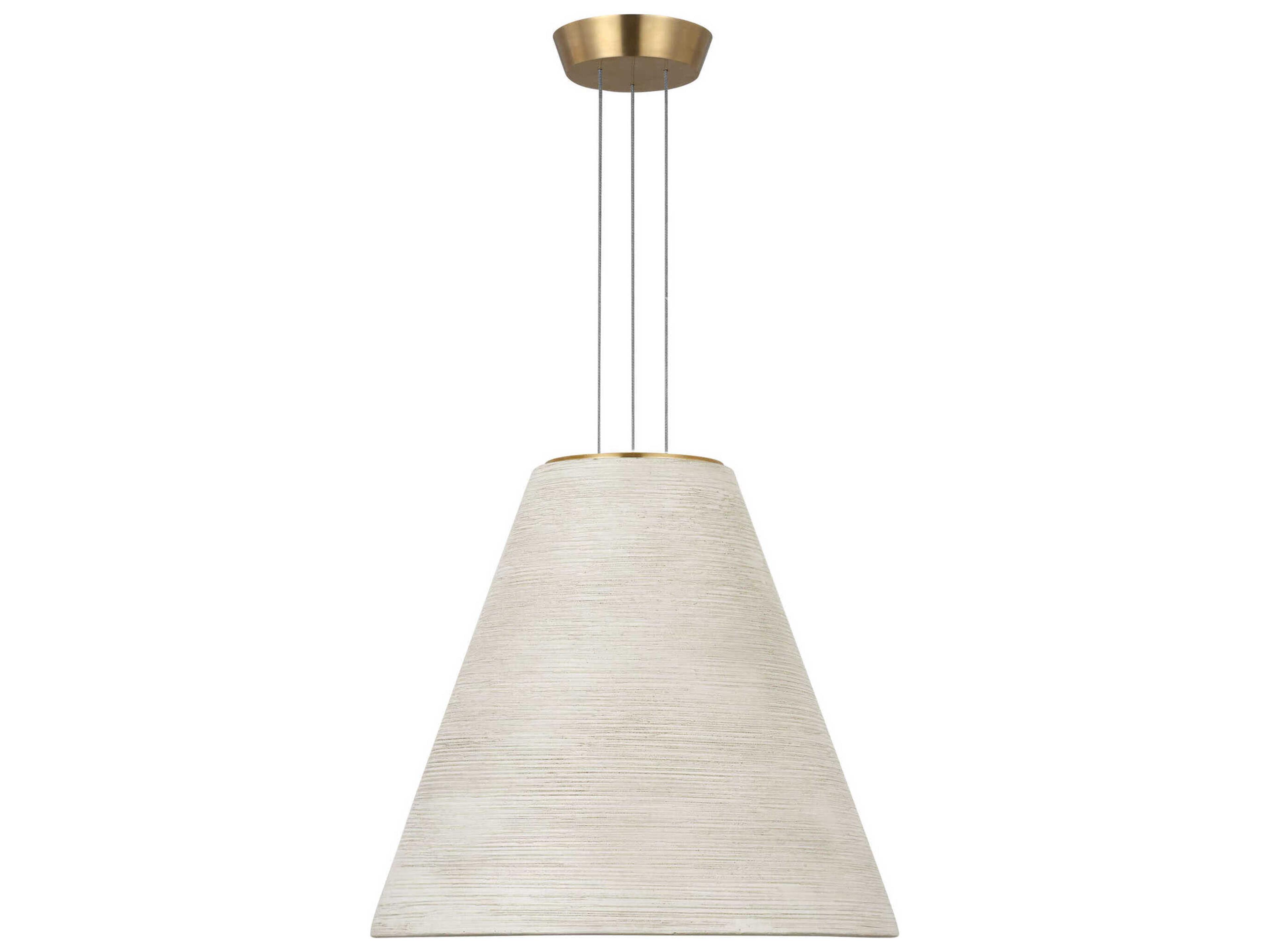 Visual Comfort Modern Karam 1-Light Cream Natural Brass White Empire Pendant