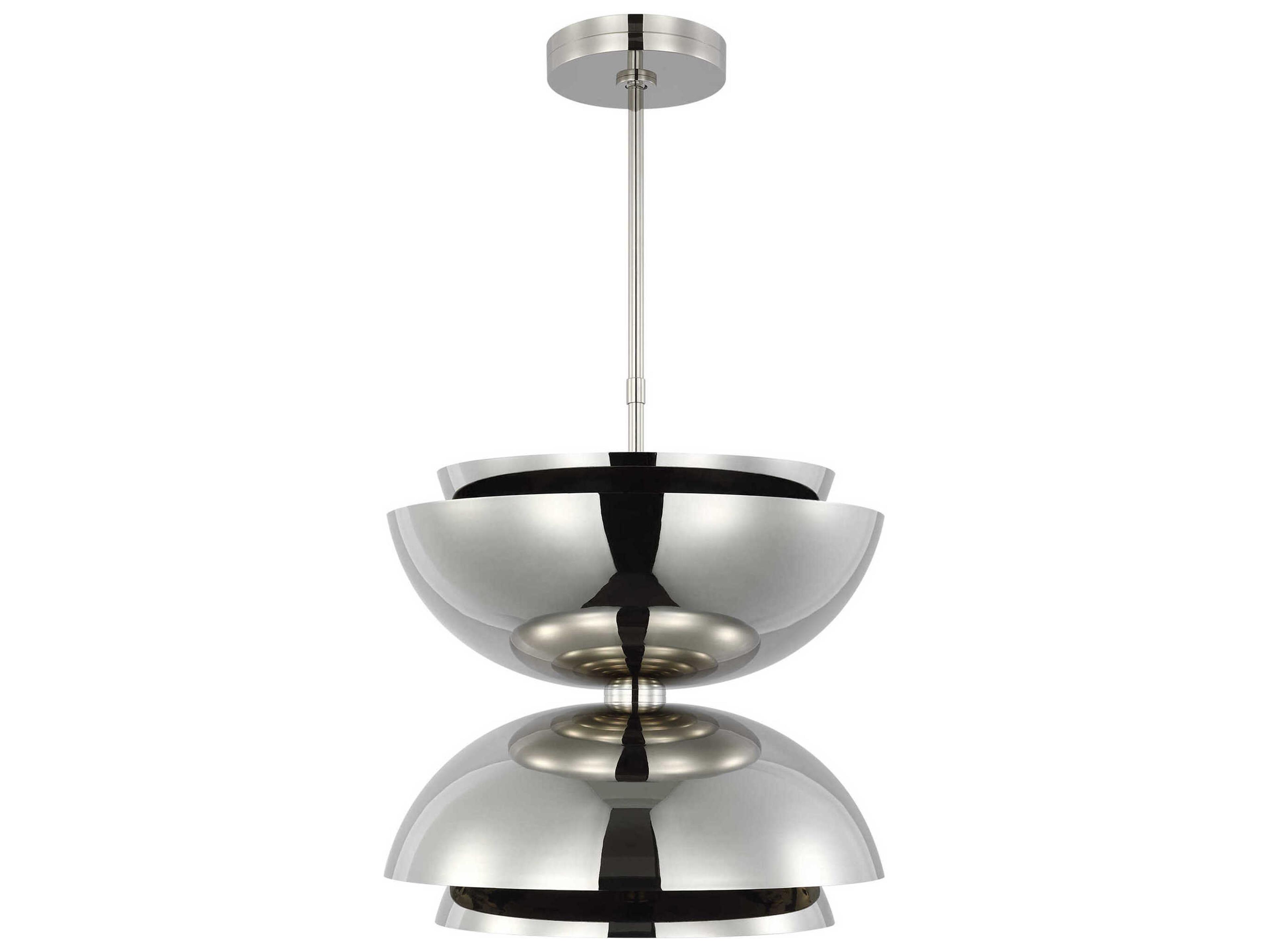 Visual Comfort Modern Shanti 2-Light Polished Nickel Dome Pendant