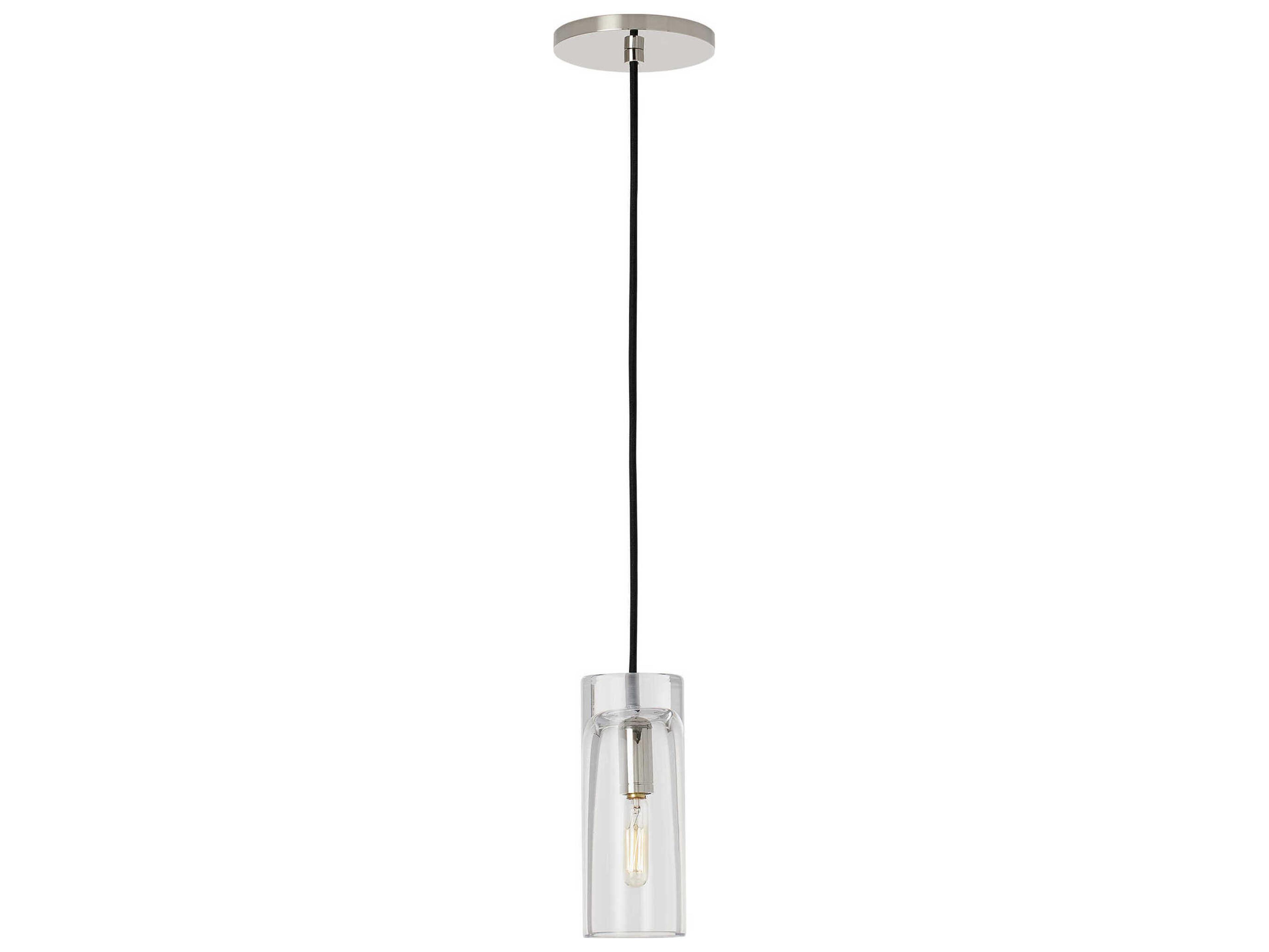 Visual Comfort Modern Horizon 1-Light Polished Nickel Cylinder Mini Pendant