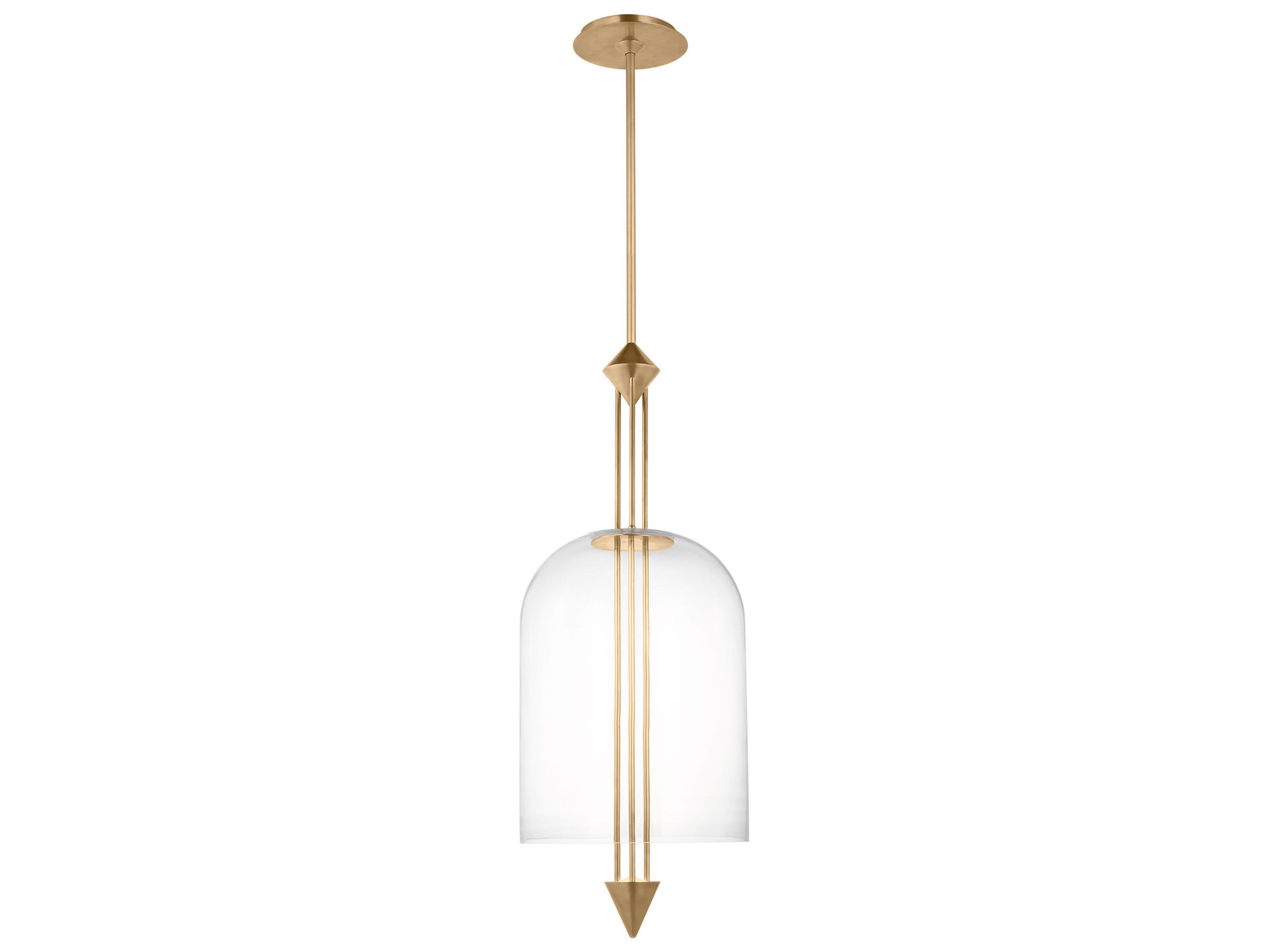 Visual Comfort Modern Cathedral 1-Light Natural Brass Pendant