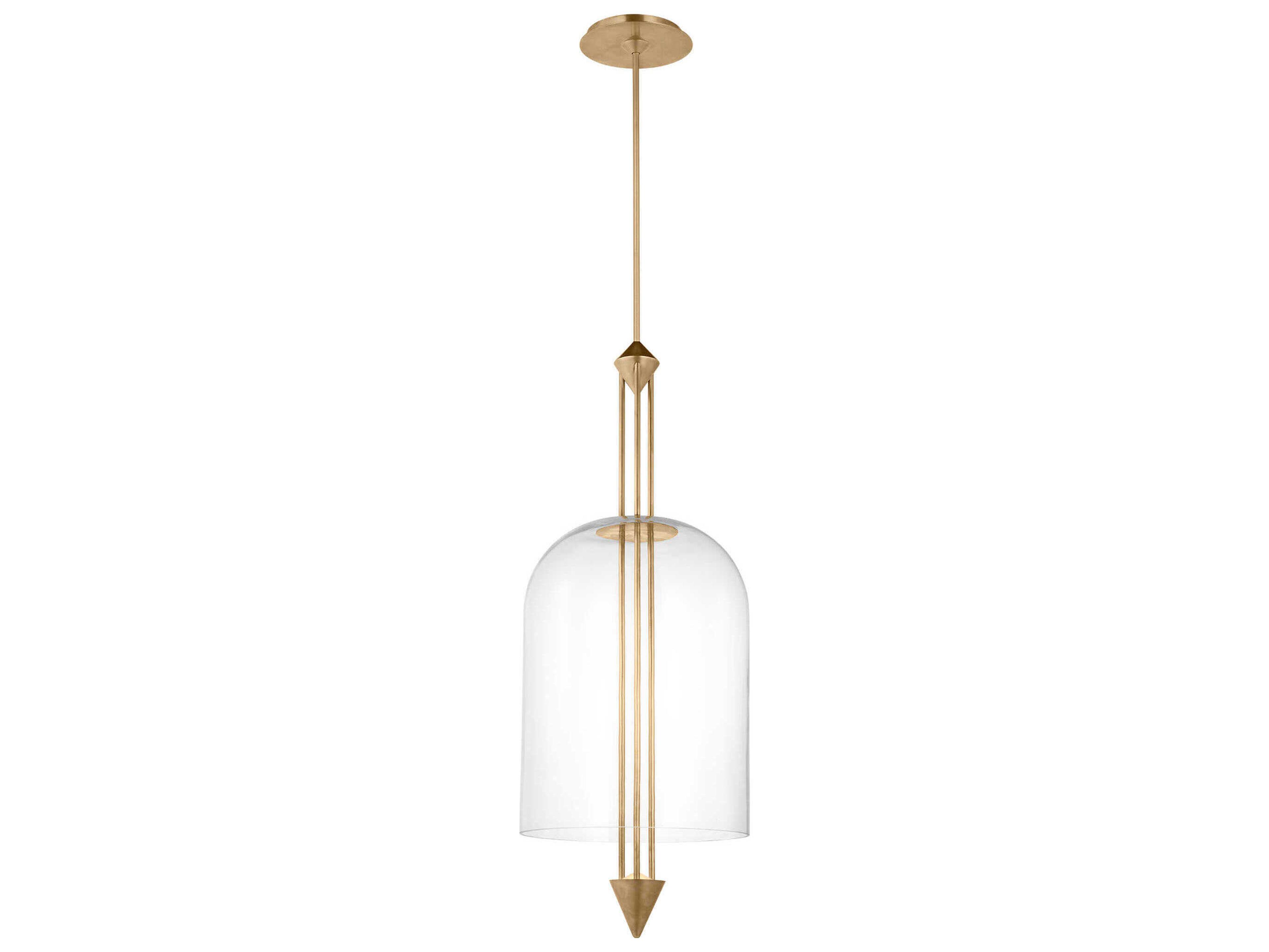 Visual Comfort Modern Cathedral 1-Light Natural Brass Pendant