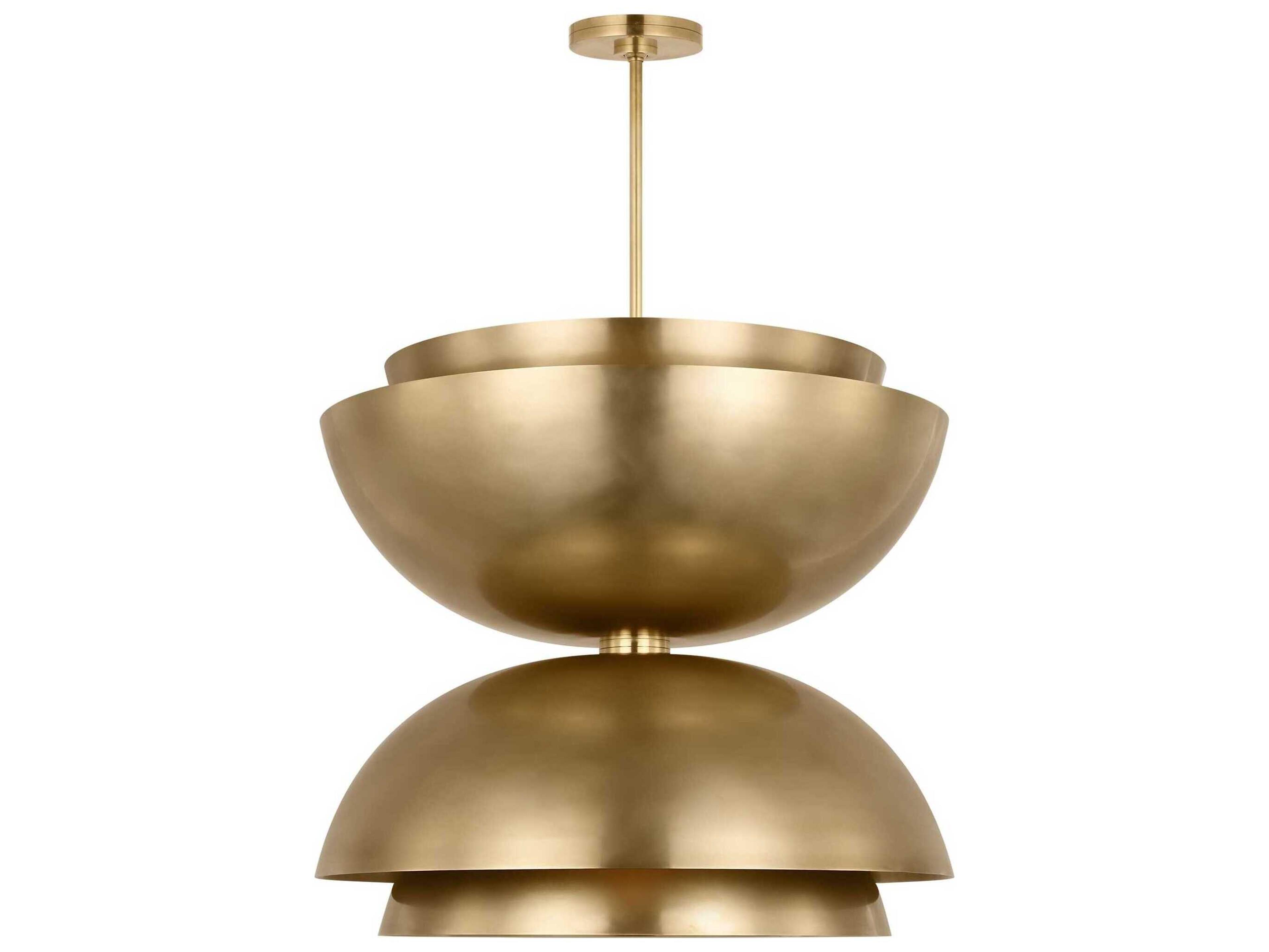 Visual Comfort Modern Shanti 2-Light Natural Brass Dome Round Pendant