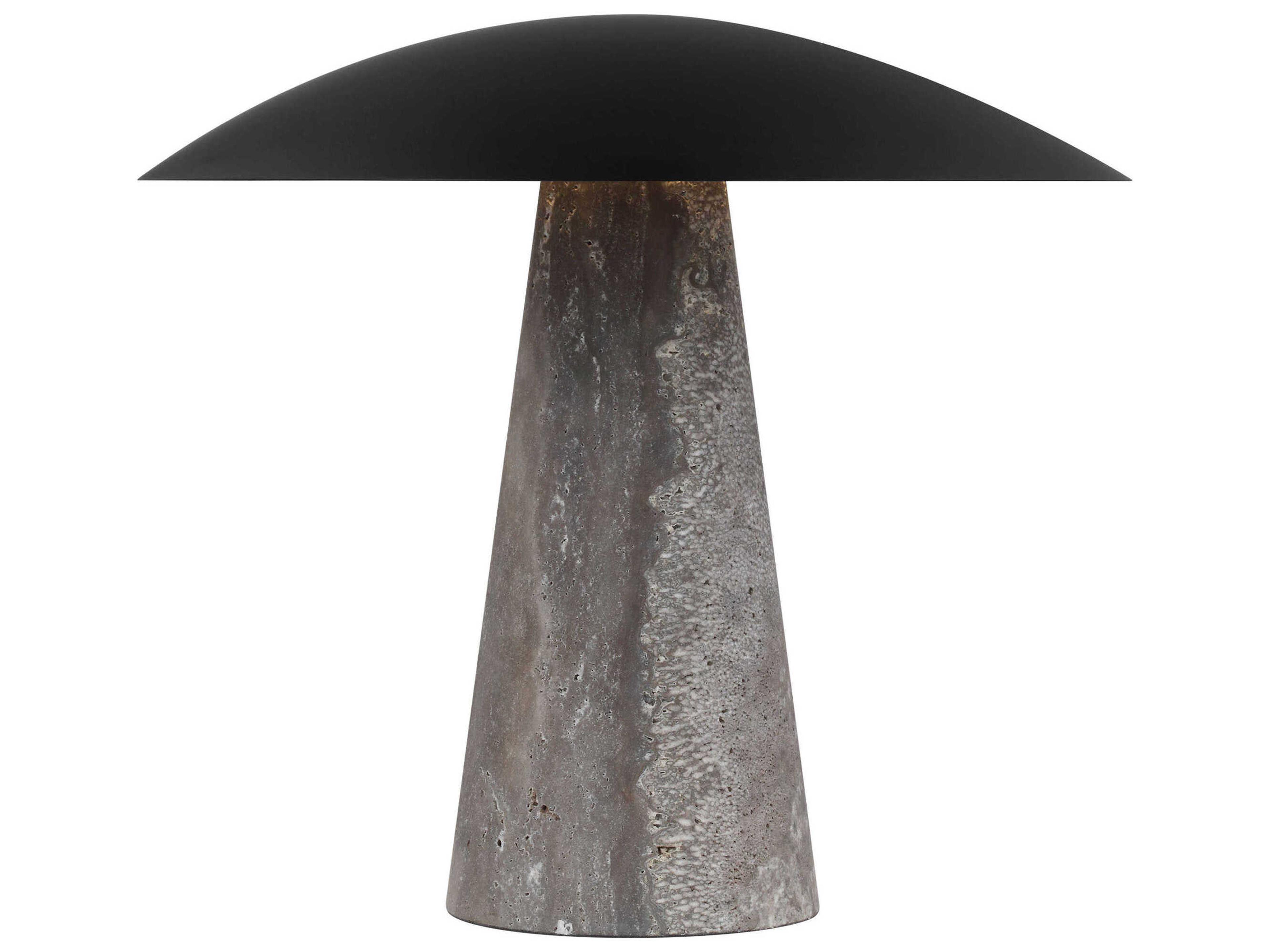 Visual Comfort Modern Aegis Dark Bronze dark Travertine Table Lamp