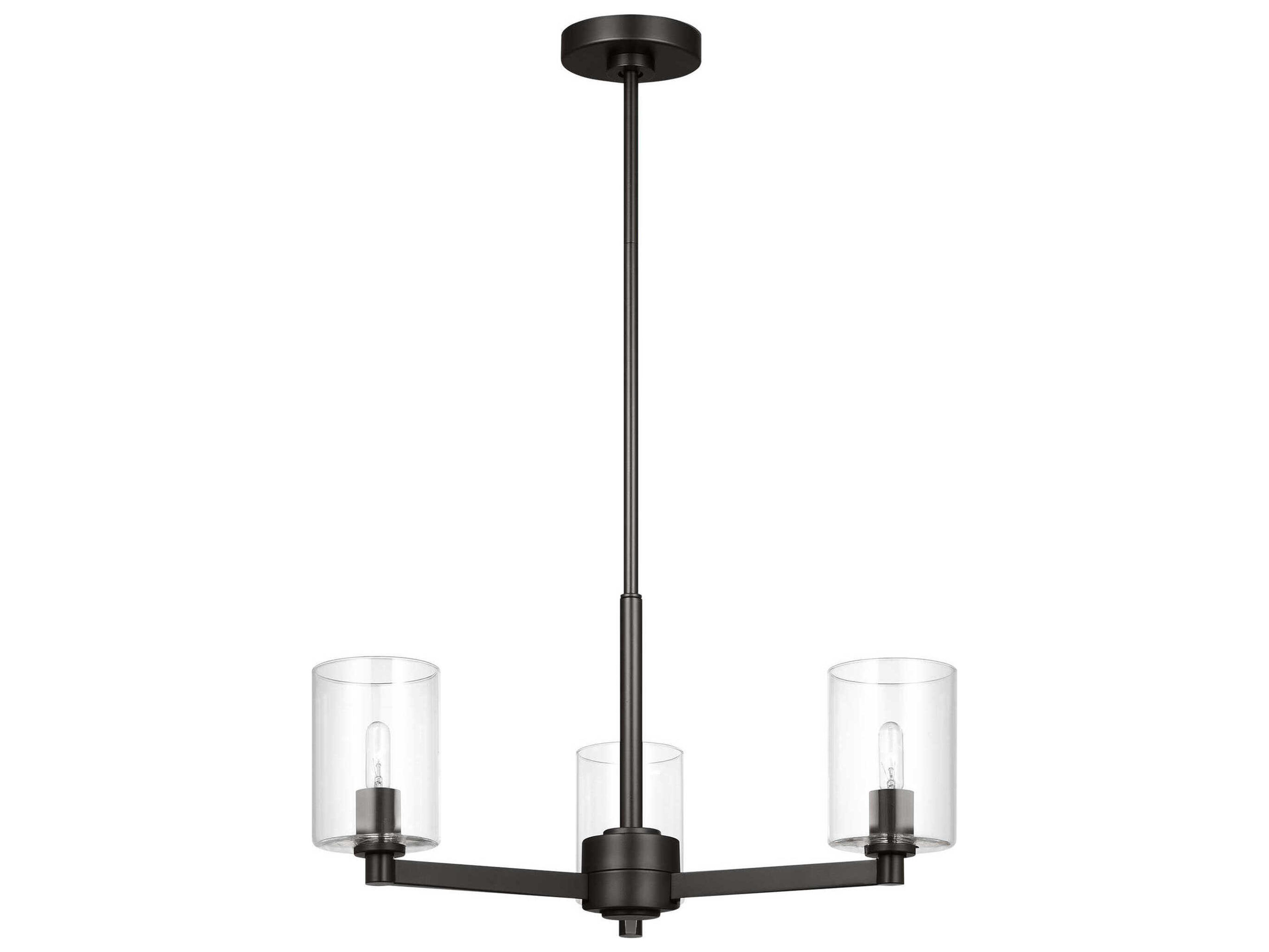 Visual Comfort Studio Fullton 3-Light Midnight Black Candelabra Cylinder Chandelier