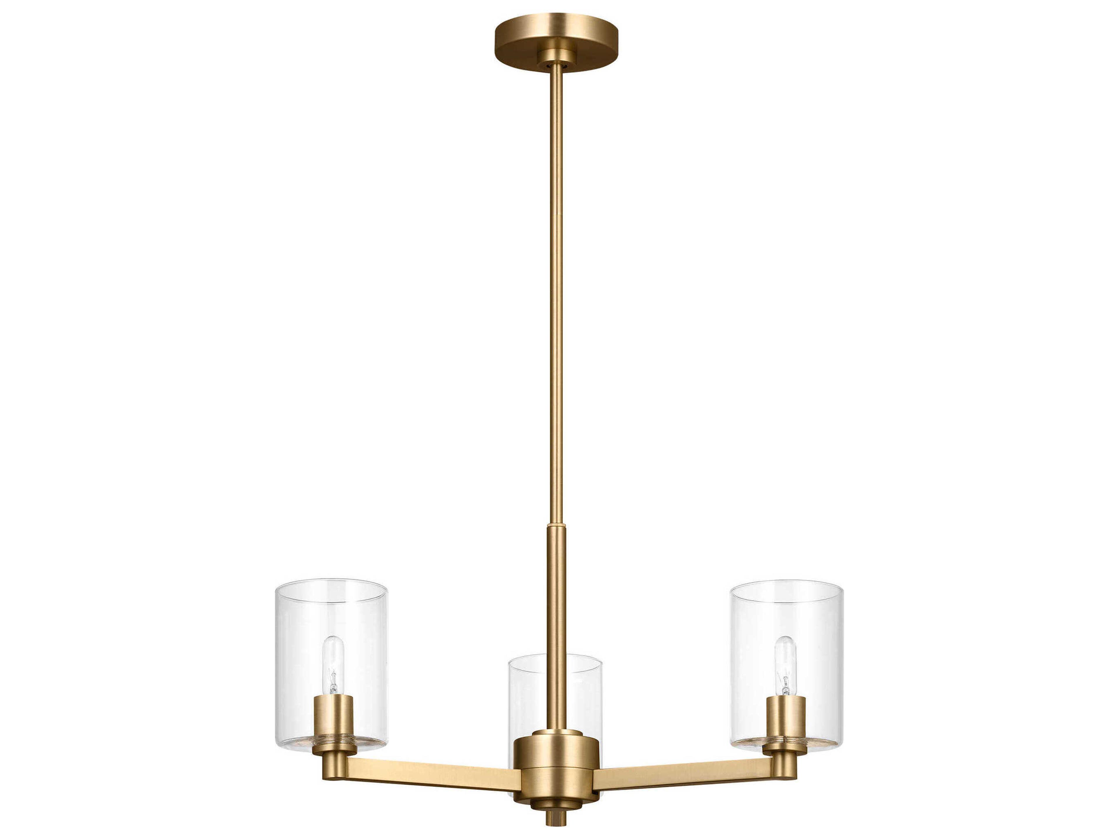 Visual Comfort Studio Fullton 3-Light Satin Brass Candelabra Cylinder Chandelier