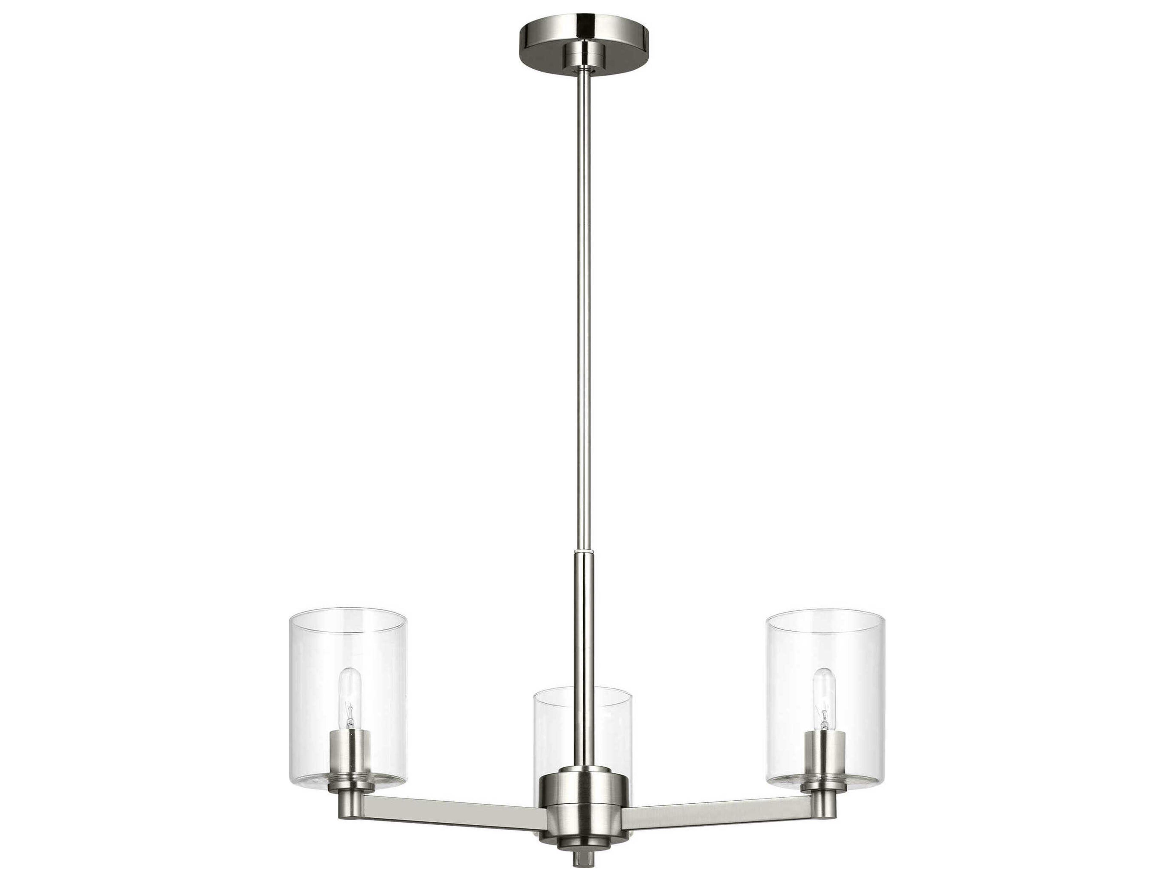 Visual Comfort Studio Fullton 3-Light Brushed Nickel Candelabra Cylinder Chandelier