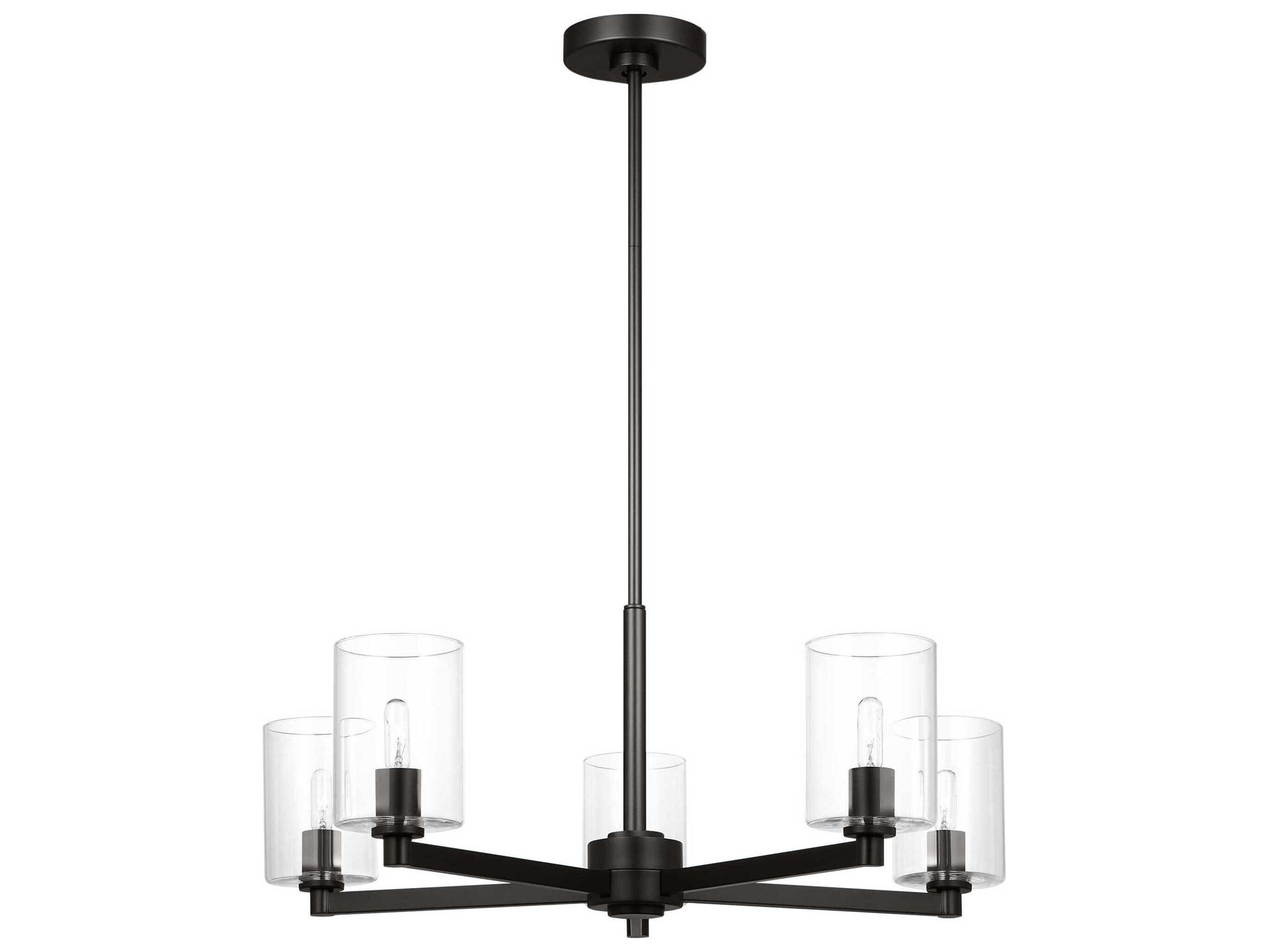 Visual Comfort Studio Fullton 5-Light Midnight Black Candelabra Cylinder Chandelier