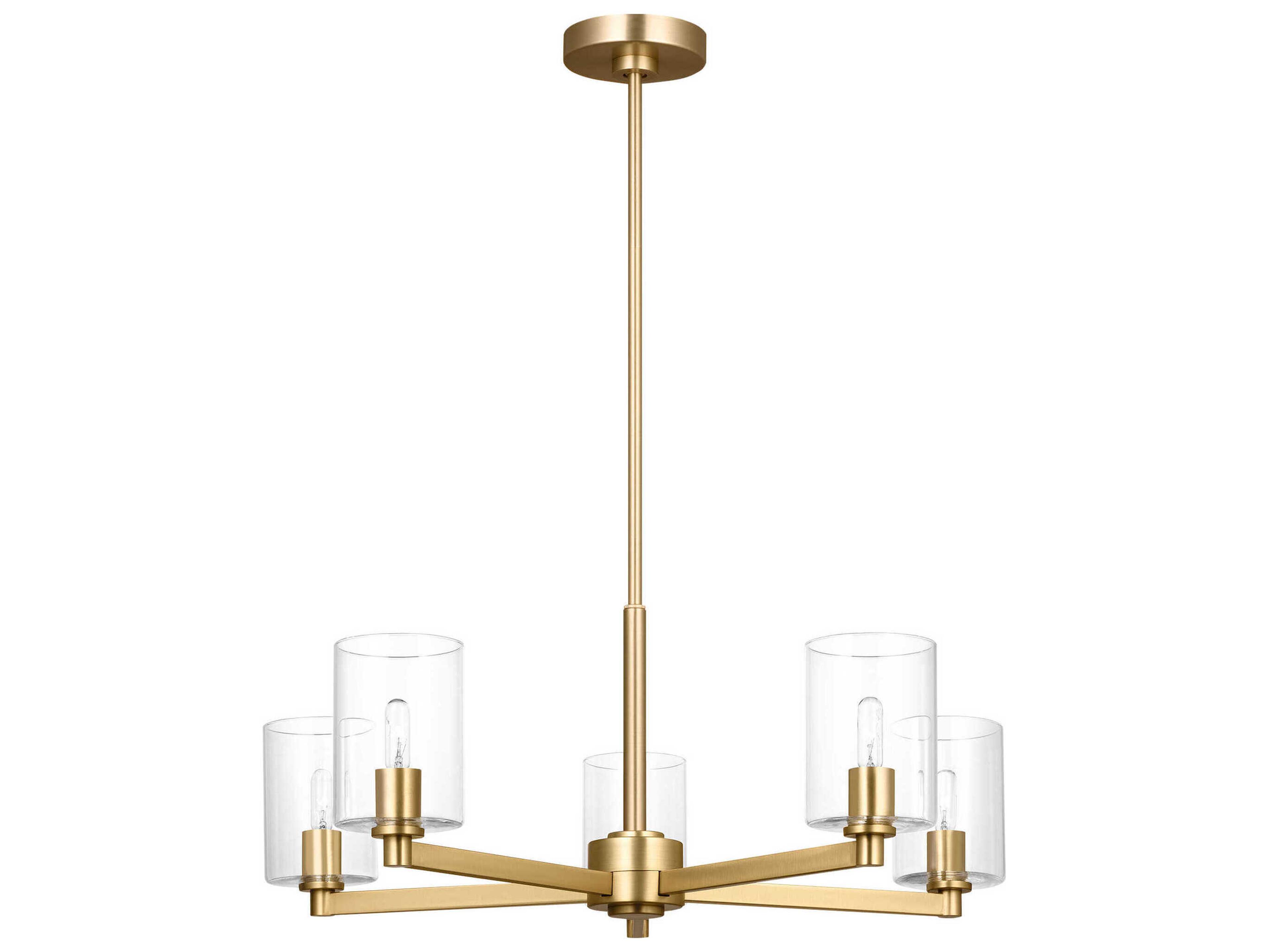Visual Comfort Studio Fullton 5-Light Satin Brass Candelabra Cylinder Chandelier