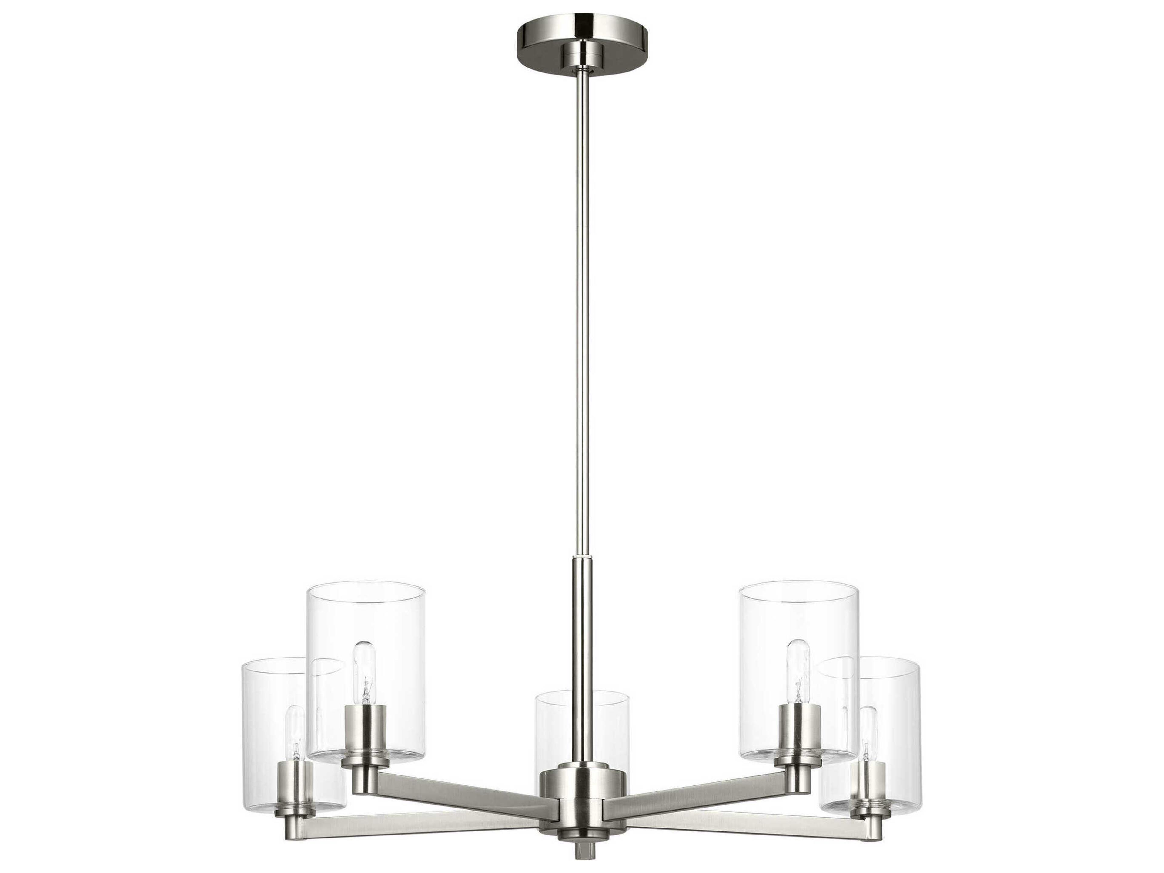 Visual Comfort Studio Fullton 5-Light Brushed Nickel Candelabra Cylinder Chandelier