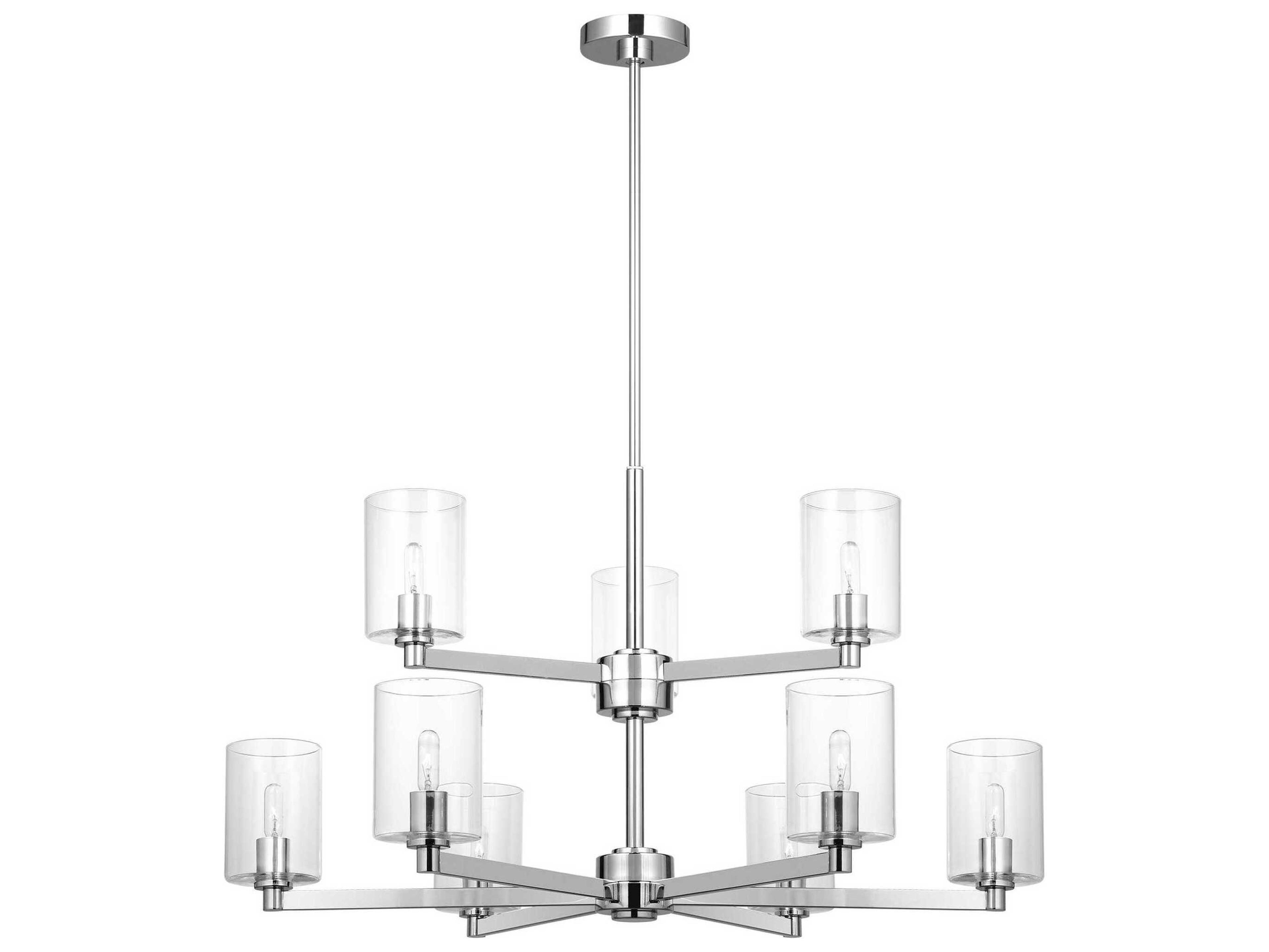 Visual Comfort Studio Fullton 9-Light Chrome Candelabra Cylinder Chandelier