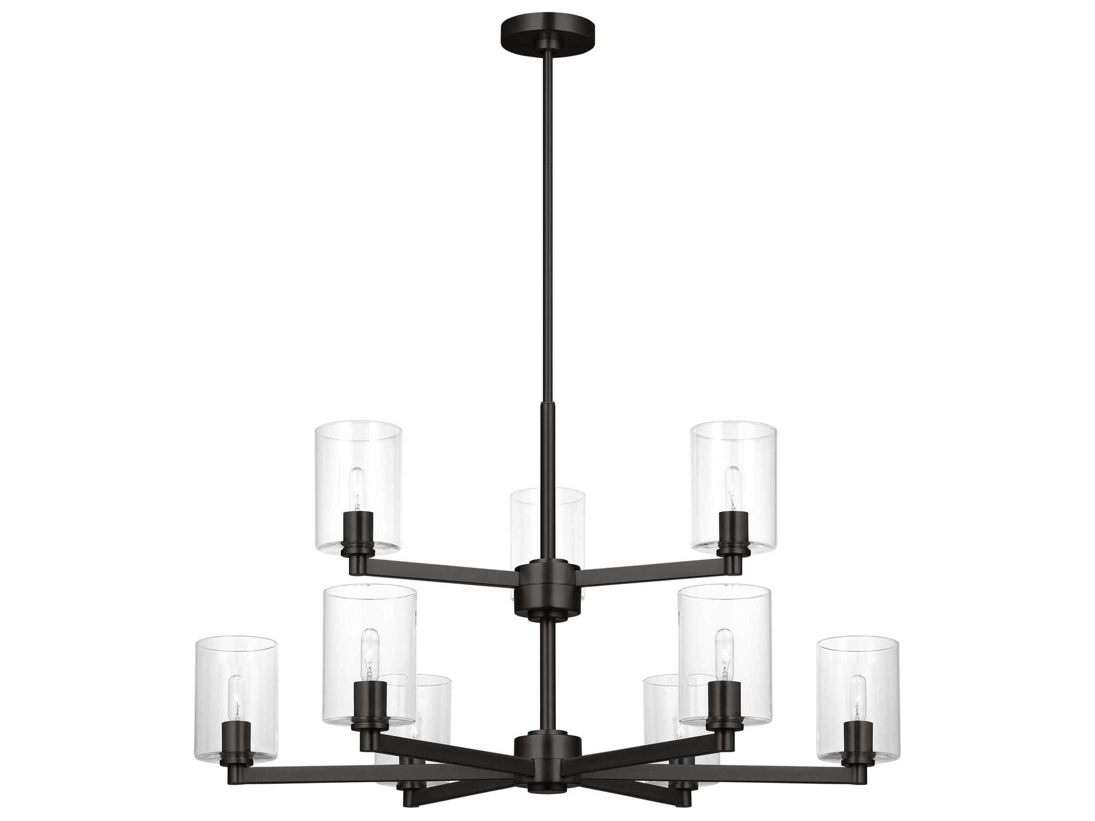Visual Comfort Studio Fullton 9-Light Midnight Black Candelabra Cylinder Chandelier