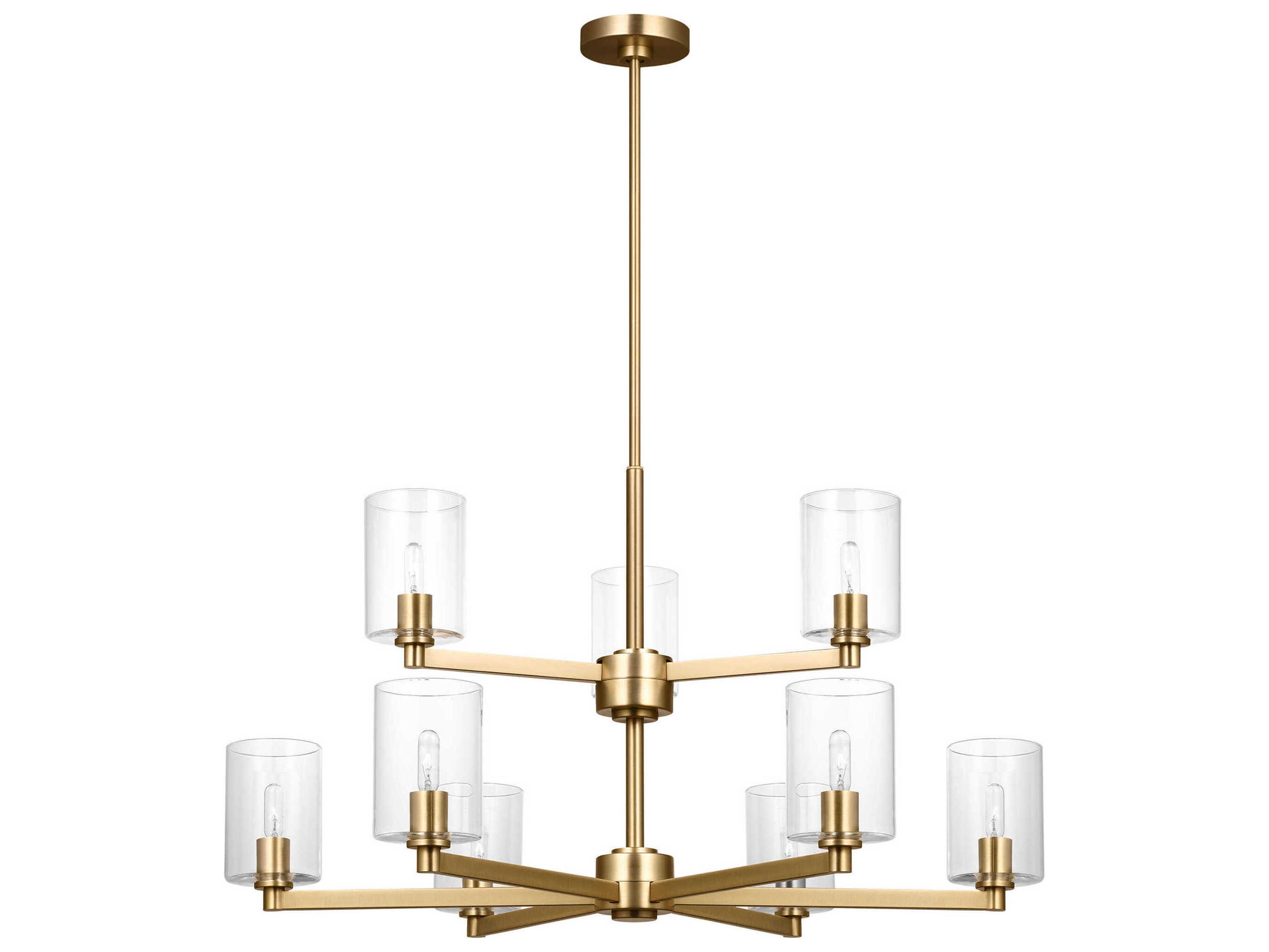 Visual Comfort Studio Fullton 9-Light Satin Brass Candelabra Cylinder Chandelier